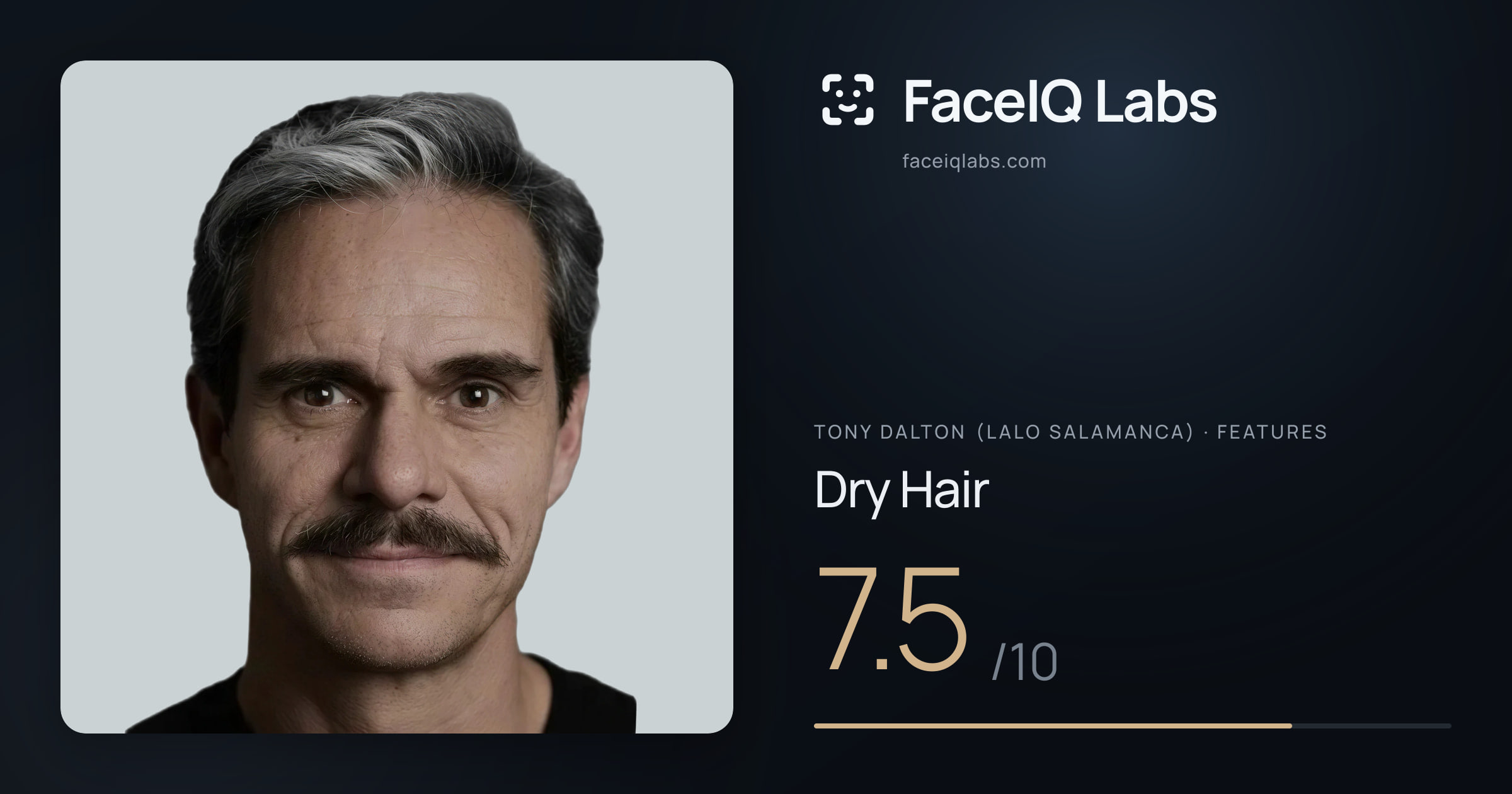 Tony Dalton (Lalo Salamanca) Dry Hair: 7.5/10, drawn on the photo