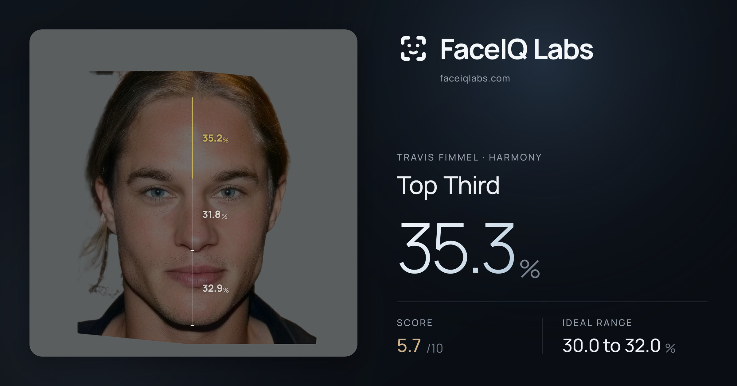 Travis Fimmel Top Third: 35.3%, drawn on the photo