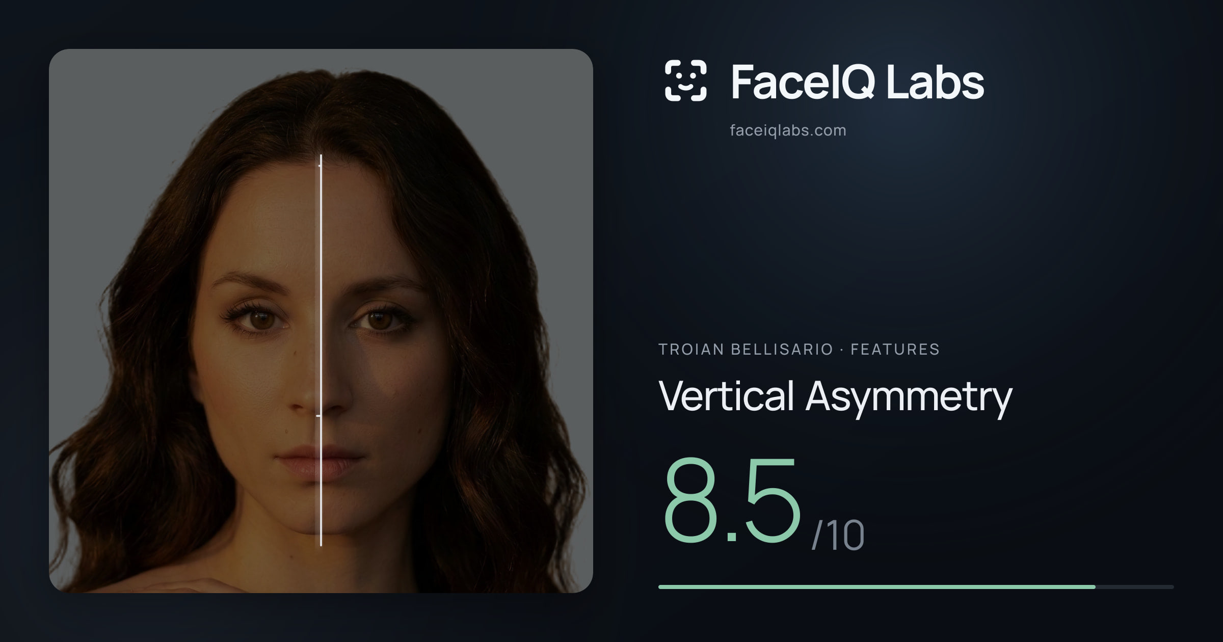 Troian Bellisario Vertical Asymmetry: 8.5/10, drawn on the photo