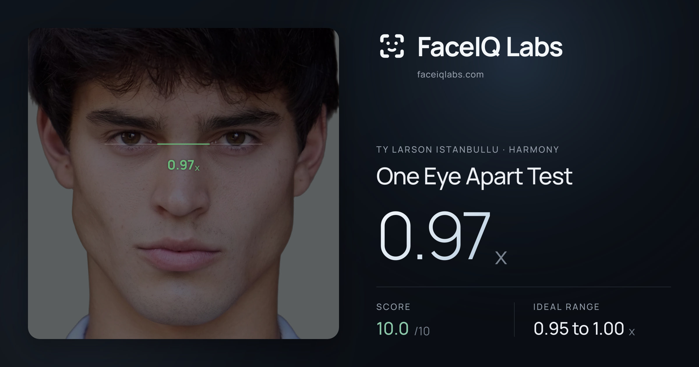 Ty Larson Istanbullu One Eye Apart Test: 0.97x, drawn on the photo