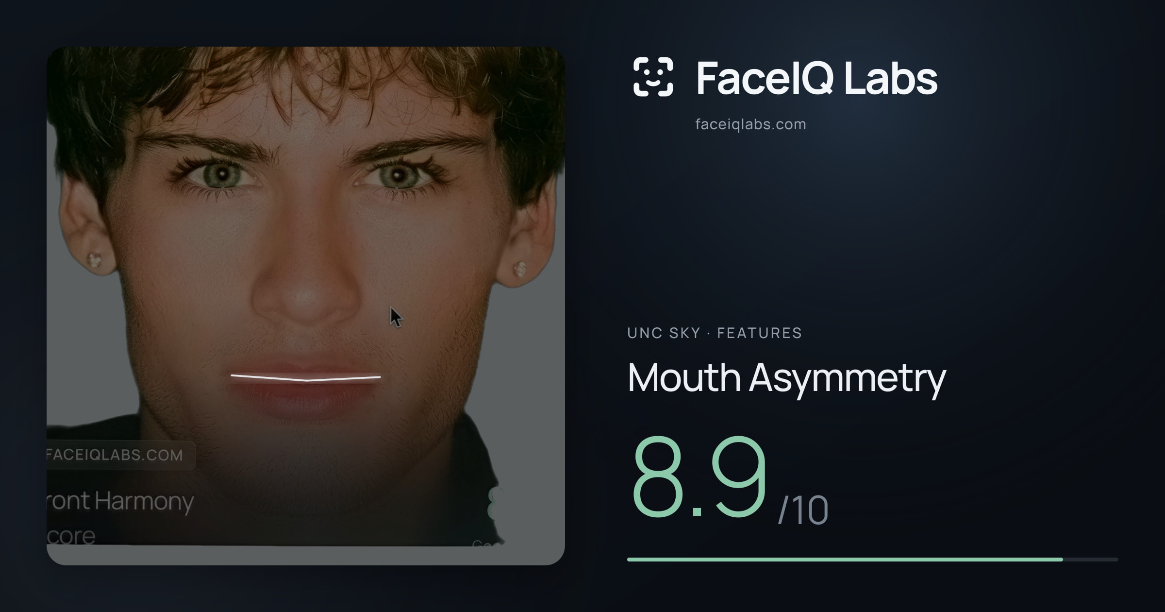 Unc Sky Mouth Asymmetry: 8.9/10, drawn on the photo