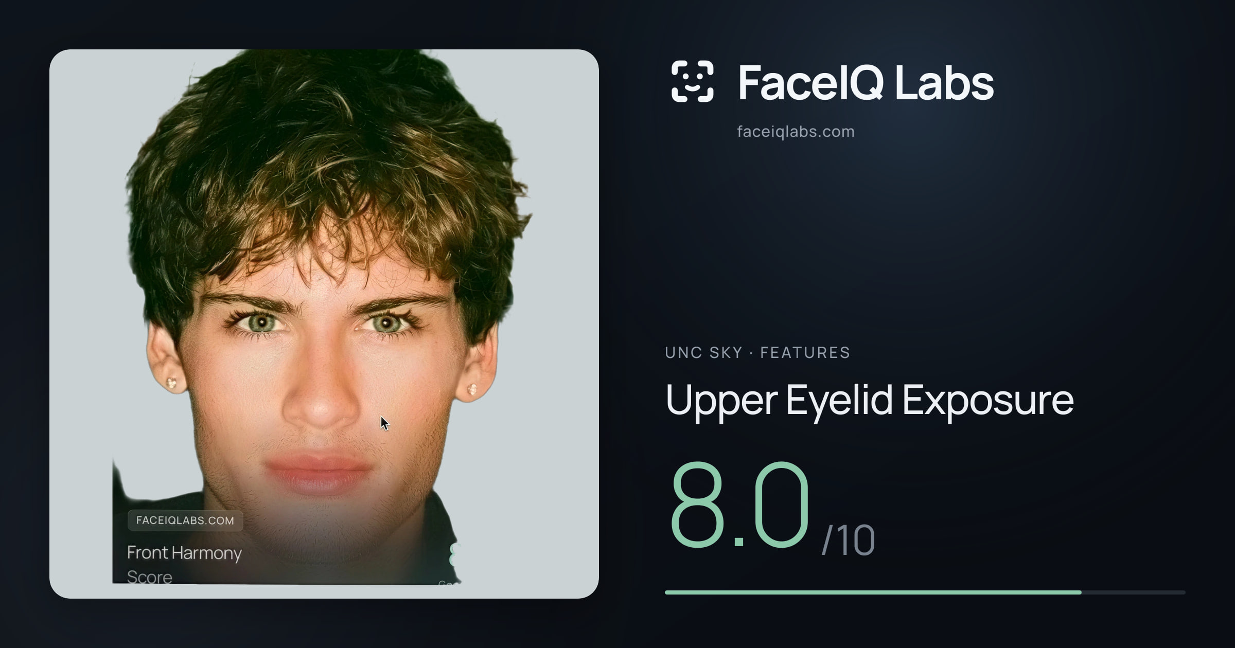 Unc Sky Upper Eyelid Exposure: 8.0/10, drawn on the photo