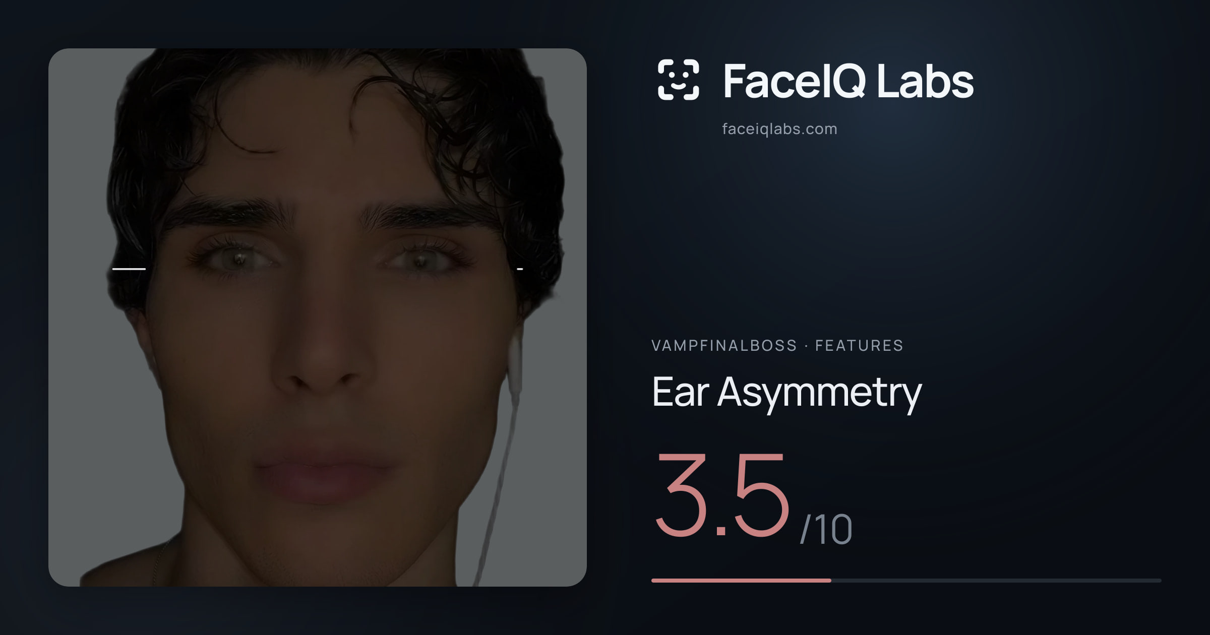 Vampfinalboss Ear Asymmetry: 3.5/10, drawn on the photo