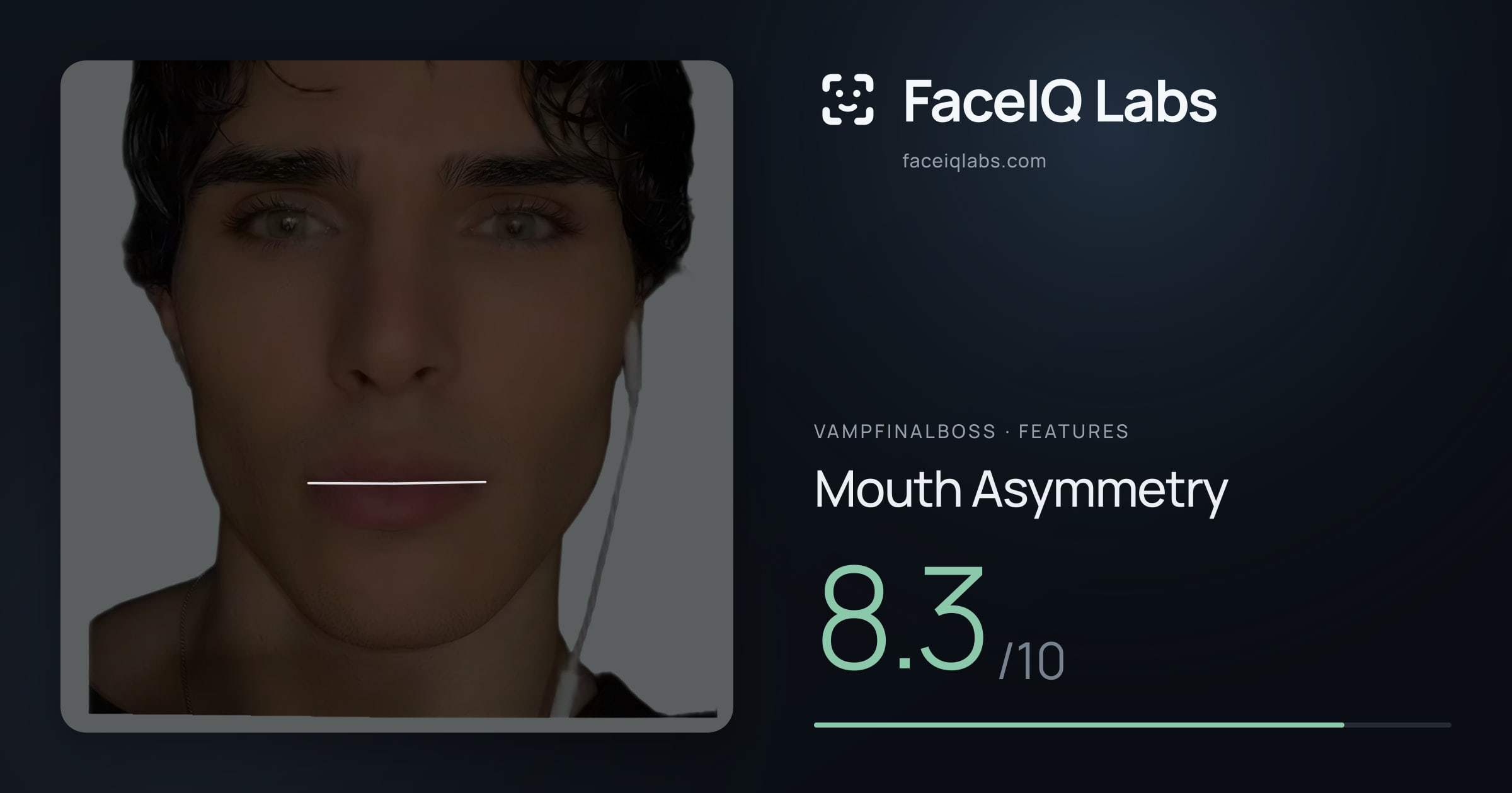 Vampfinalboss Mouth Asymmetry: 8.3/10, drawn on the photo
