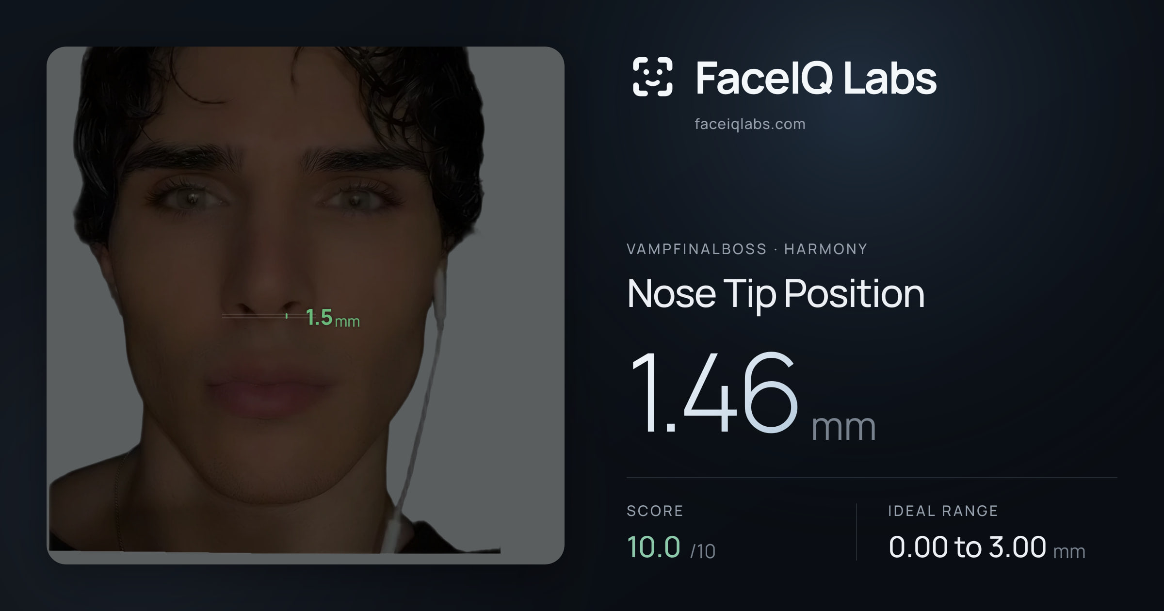 Vampfinalboss Nose Tip Position: 1.46mm, drawn on the photo