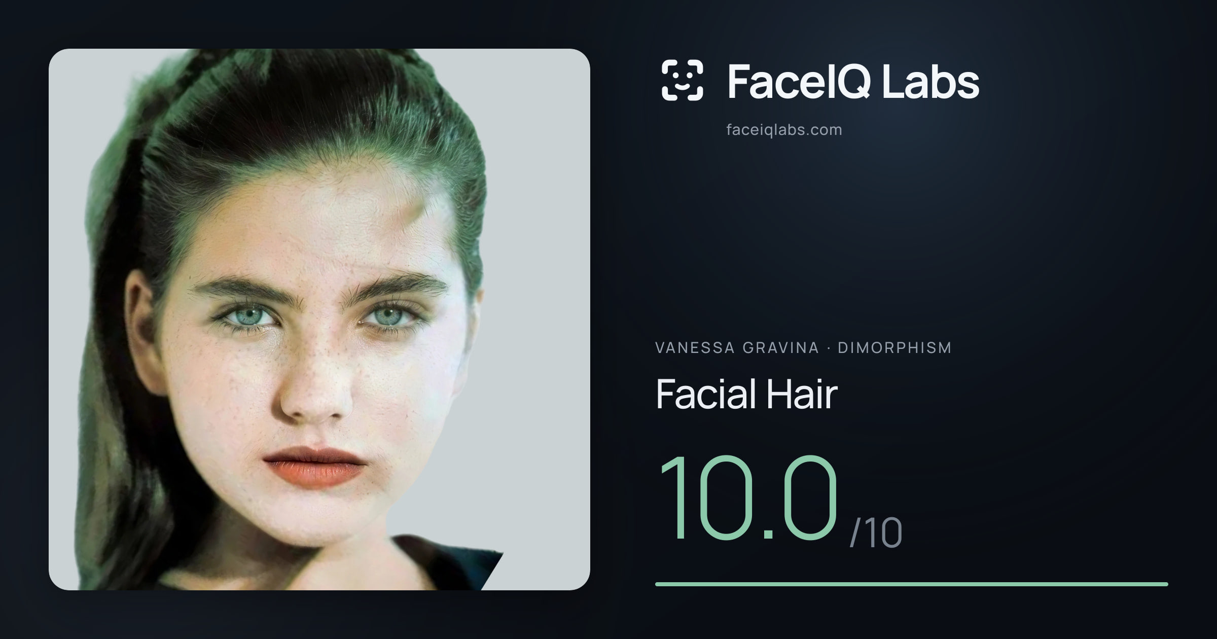 Vanessa Gravina Facial Hair: 10.0/10, drawn on the photo