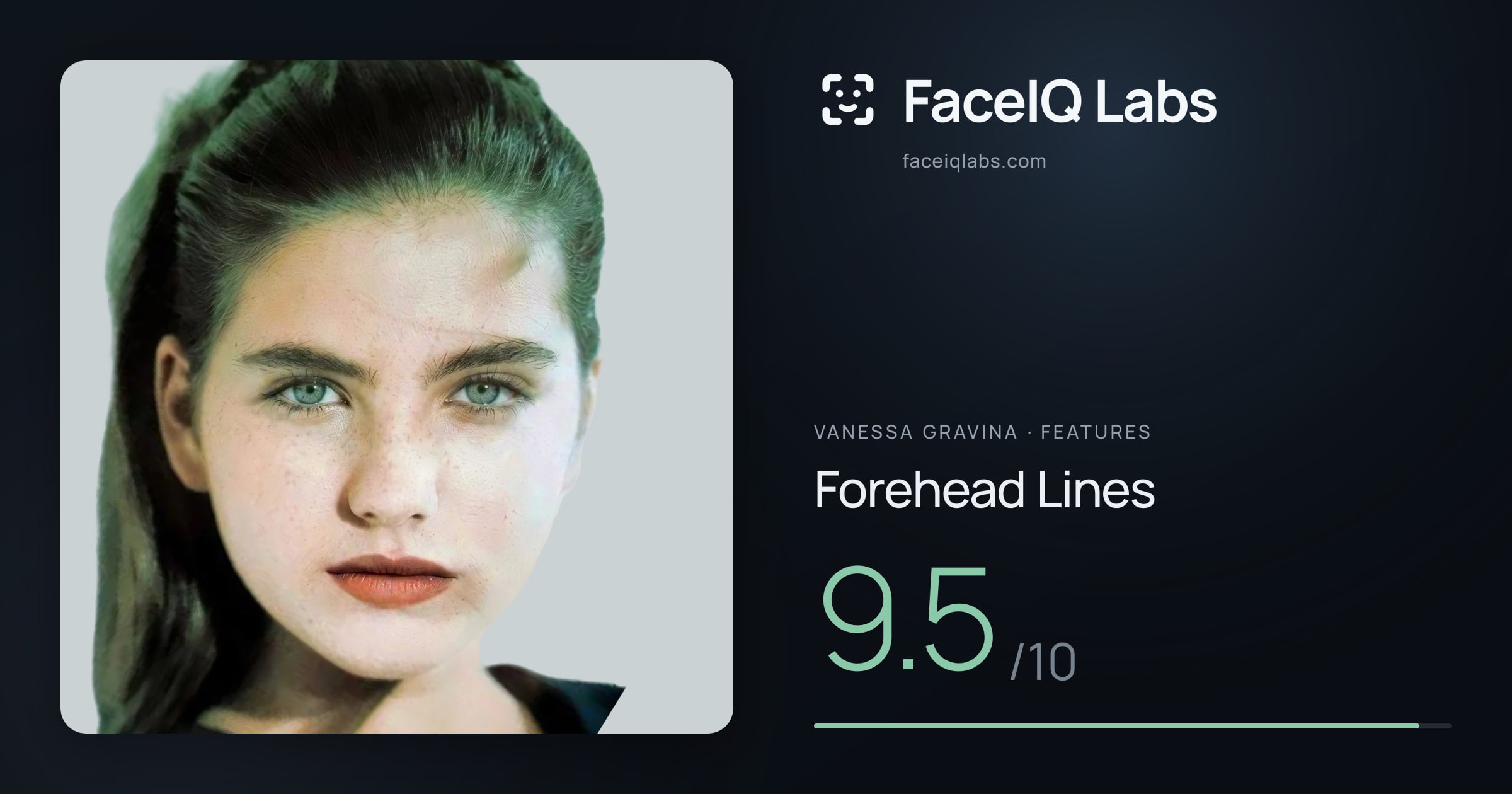 Vanessa Gravina Forehead Lines: 9.5/10, drawn on the photo