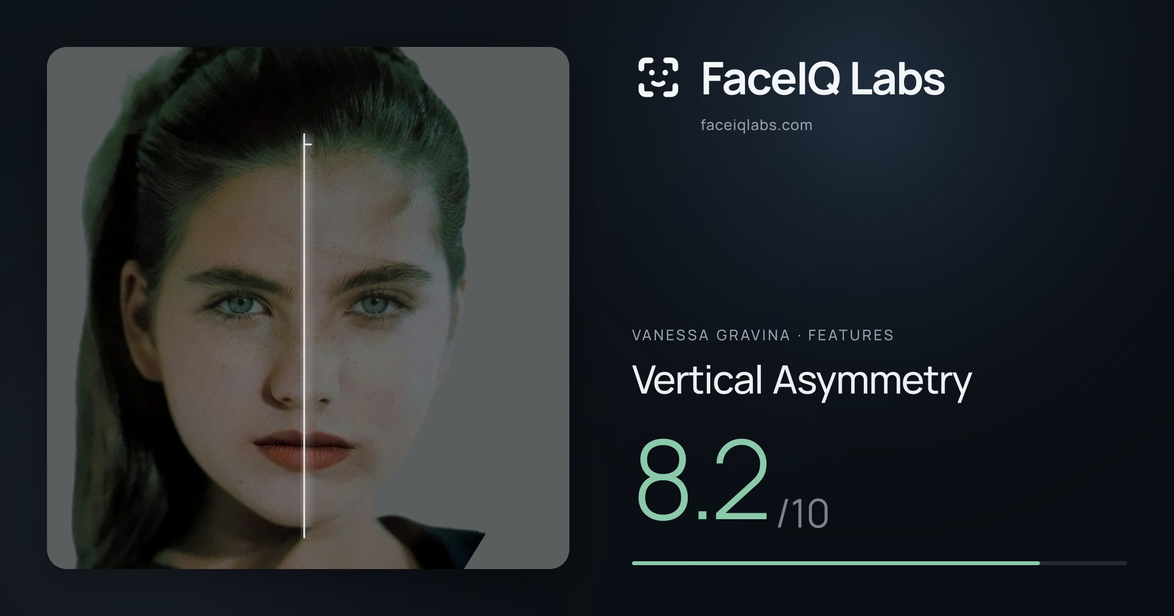 Vanessa Gravina Vertical Asymmetry: 8.2/10, drawn on the photo