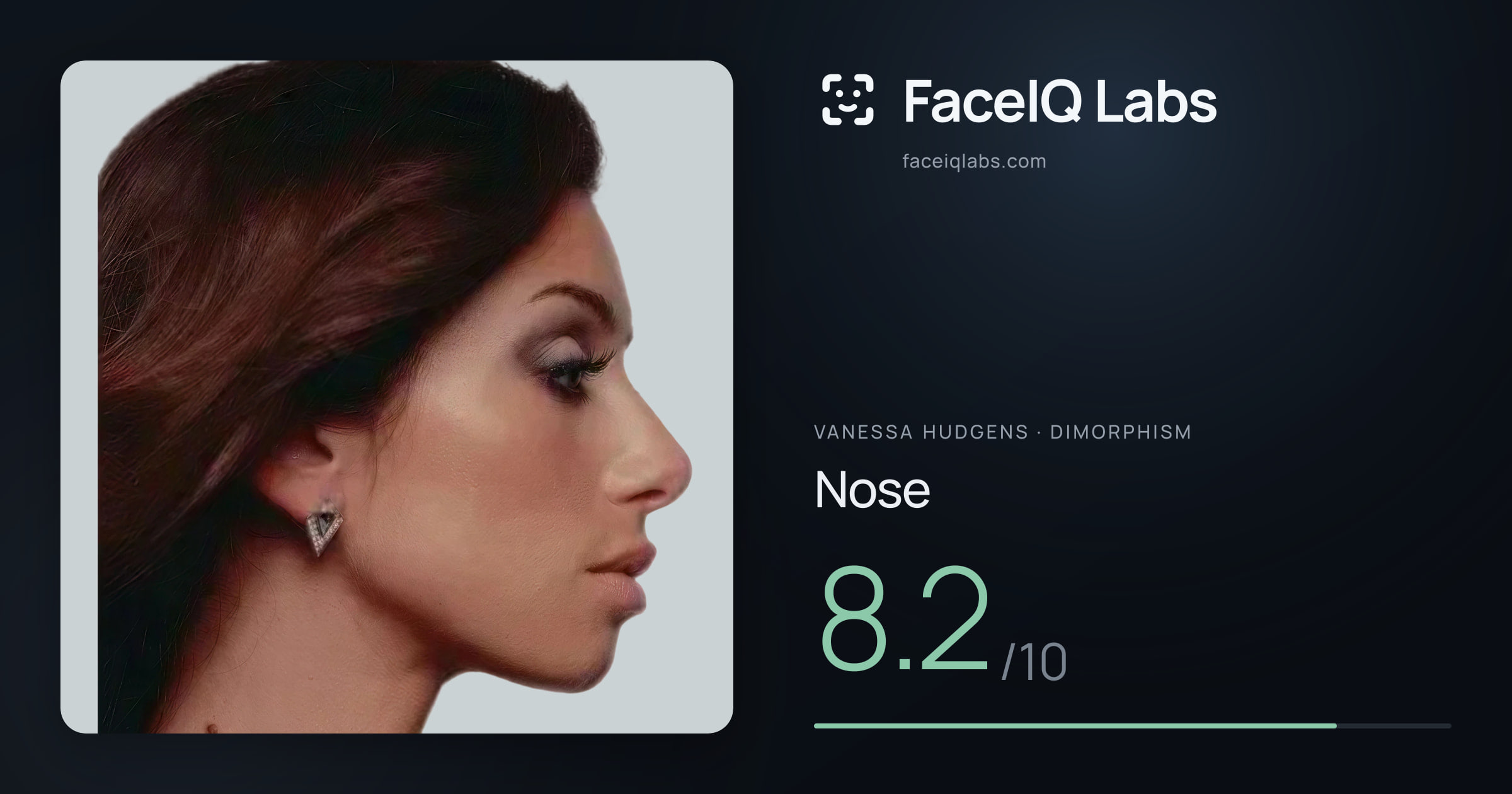 Vanessa Hudgens Nose: 8.2/10, drawn on the photo