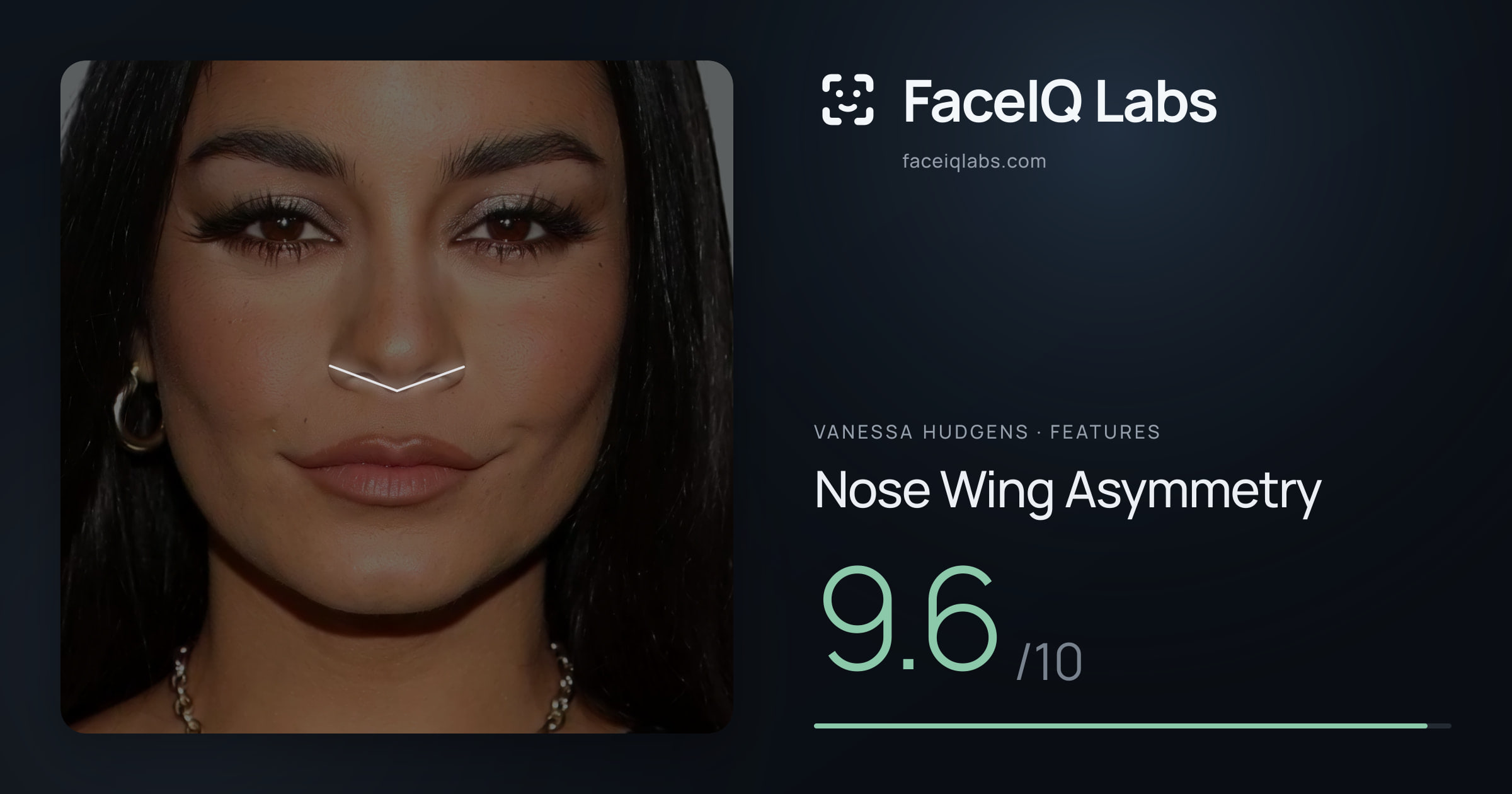 Vanessa Hudgens Nose Wing Asymmetry: 9.6/10, drawn on the photo