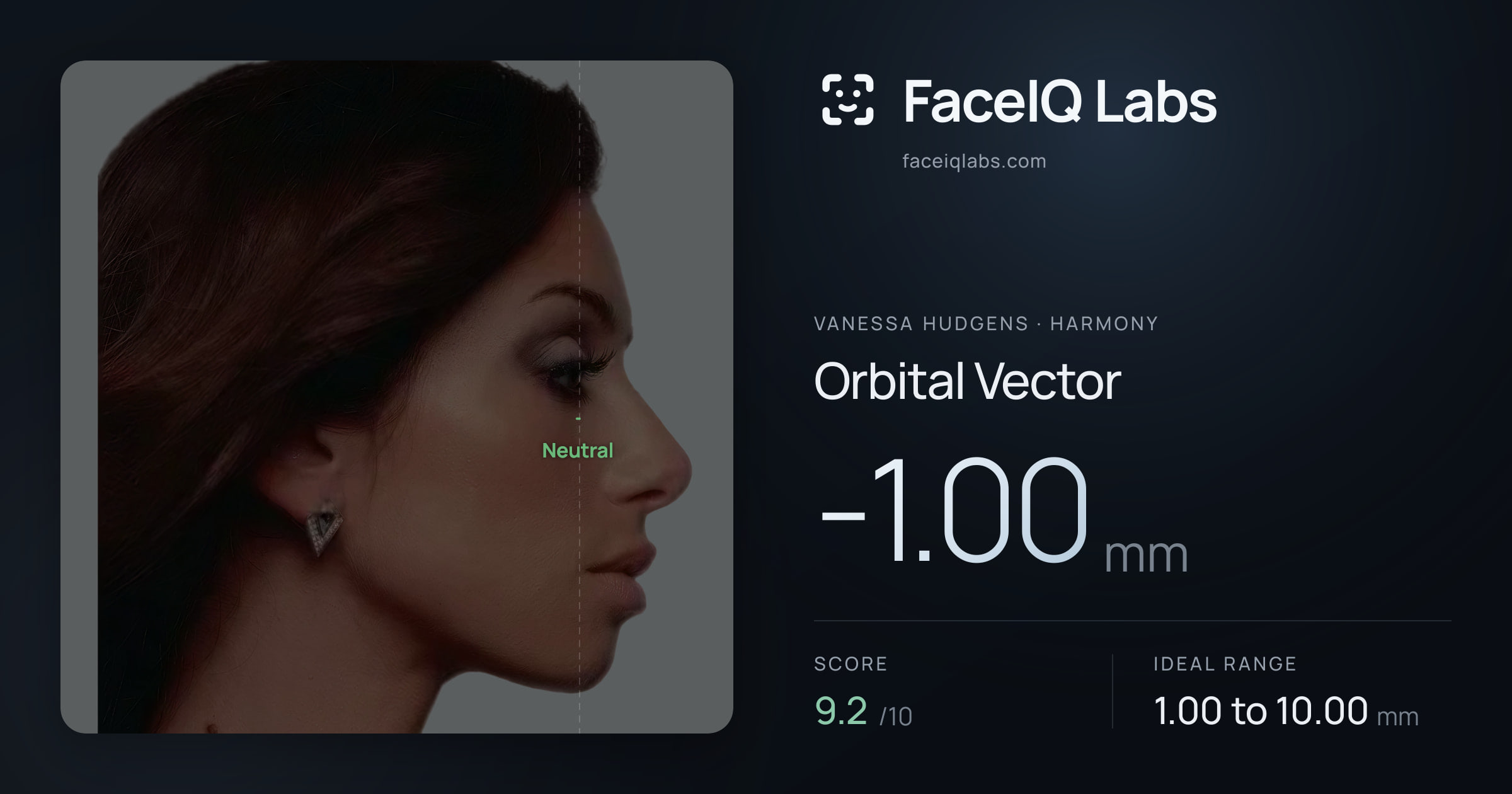 Vanessa Hudgens Orbital Vector: -1.00mm, drawn on the photo