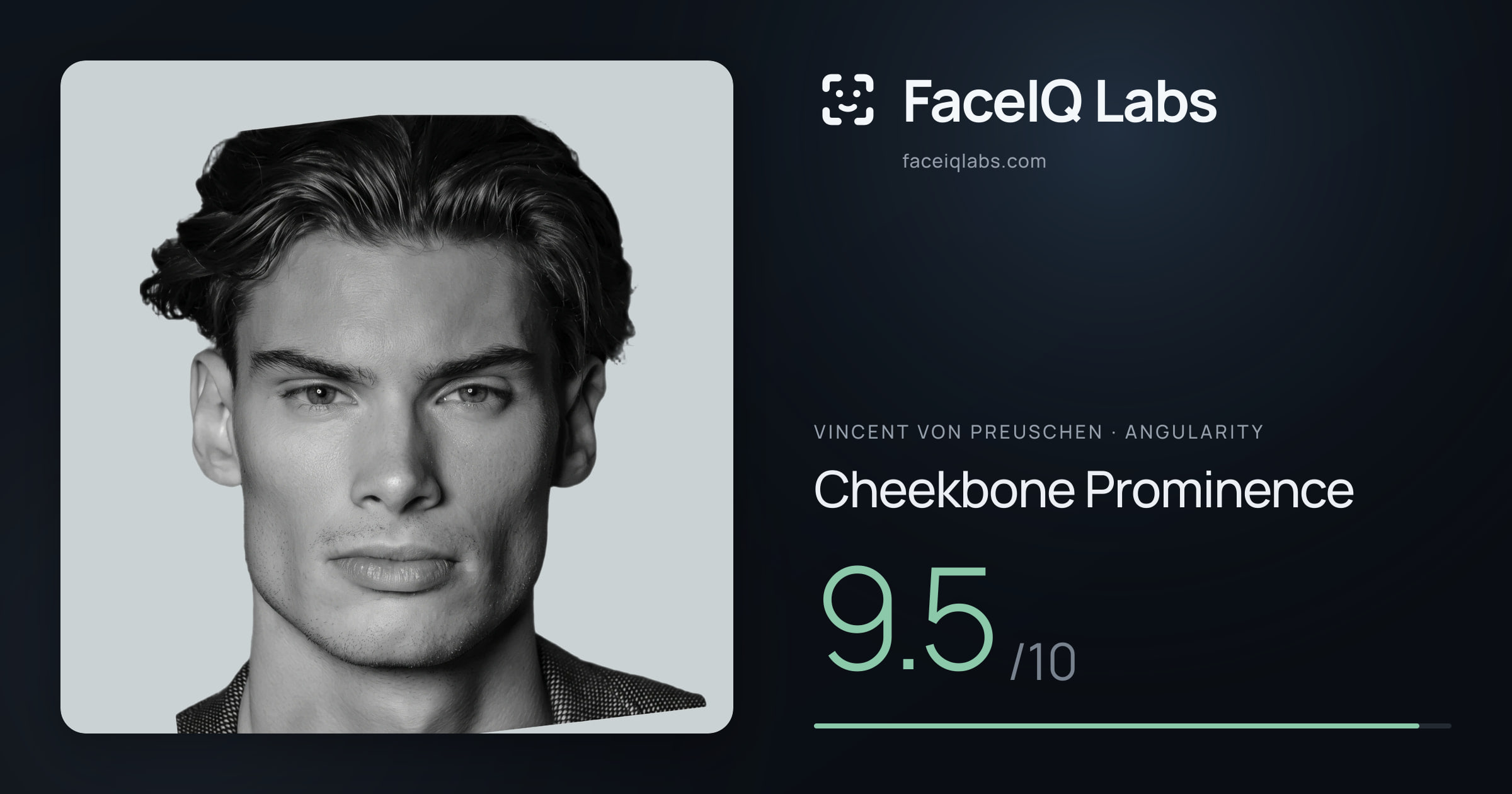 Vincent von Preuschen Cheekbone Prominence: 9.5/10, drawn on the photo