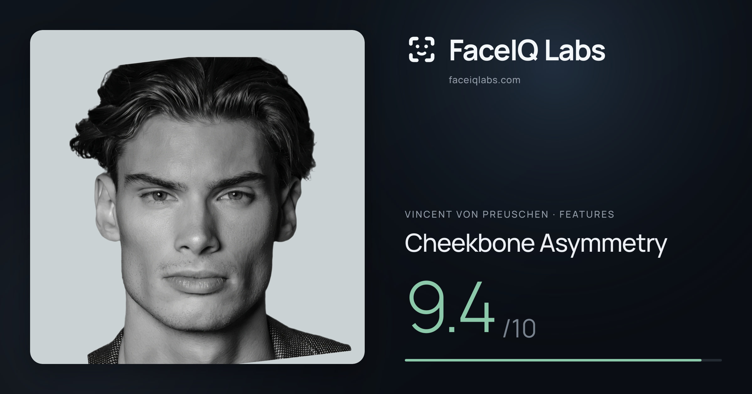 Vincent von Preuschen Cheekbone Asymmetry: 9.4/10, drawn on the photo