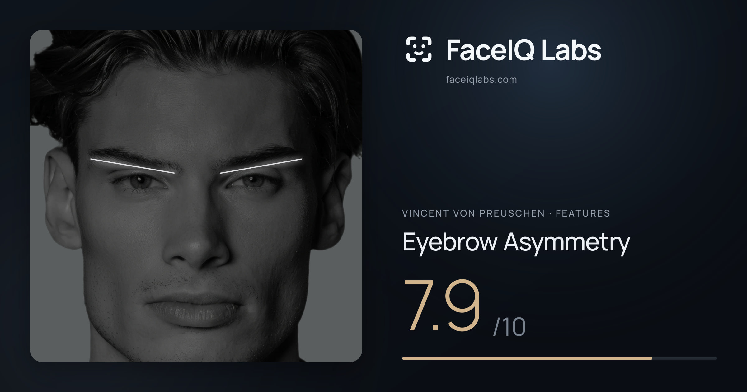 Vincent von Preuschen Eyebrow Asymmetry: 7.9/10, drawn on the photo