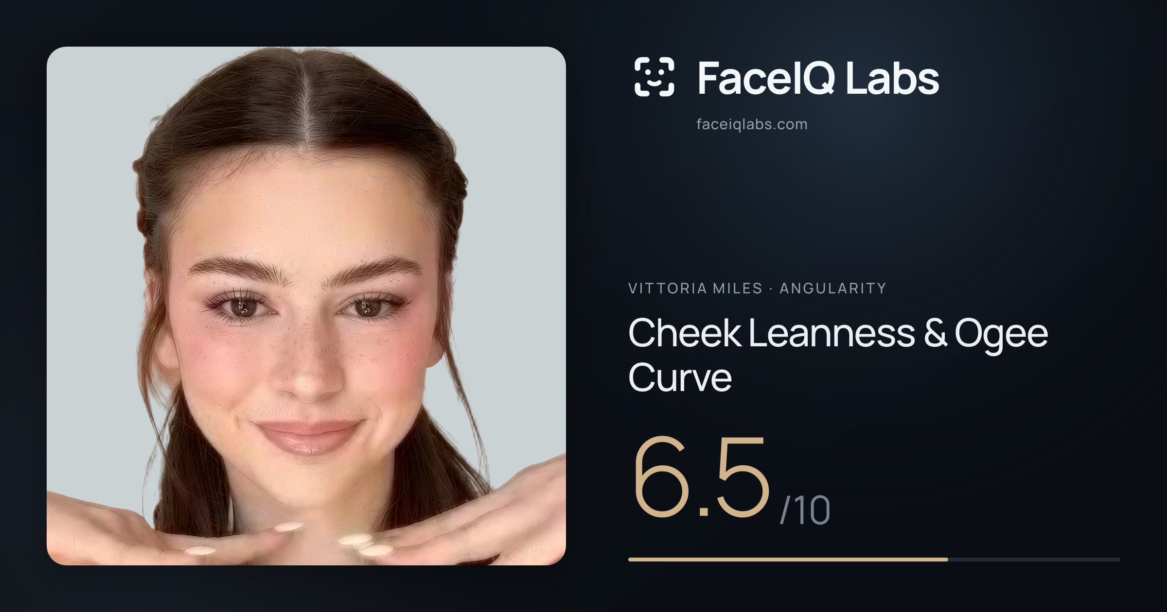 Vittoria Miles Cheek Leanness & Ogee Curve: 6.5/10, drawn on the photo