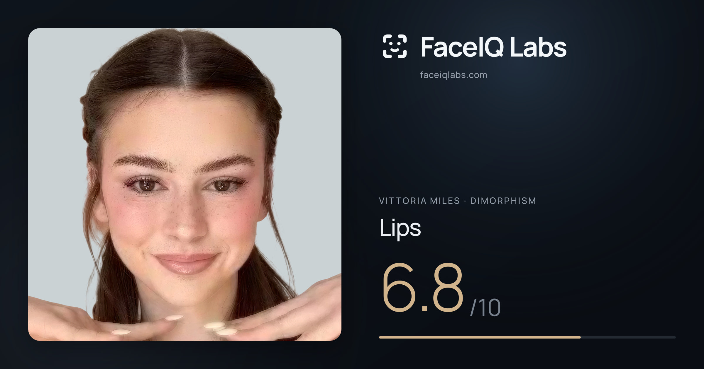 Vittoria Miles Lips: 6.8/10, drawn on the photo