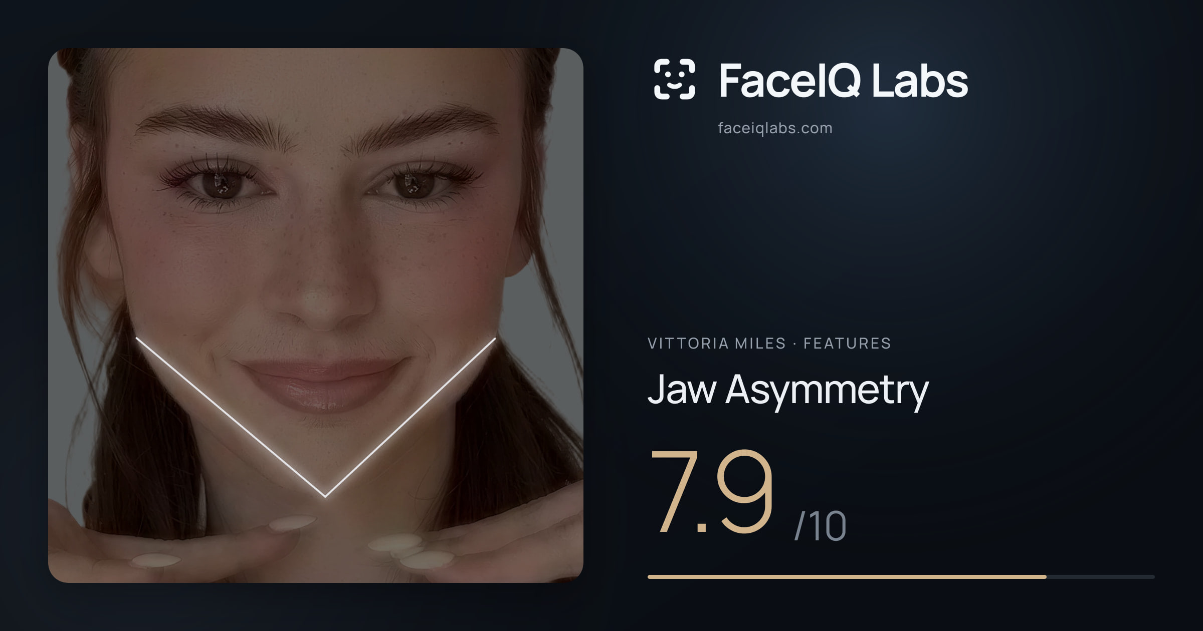 Vittoria Miles Jaw Asymmetry: 7.9/10, drawn on the photo