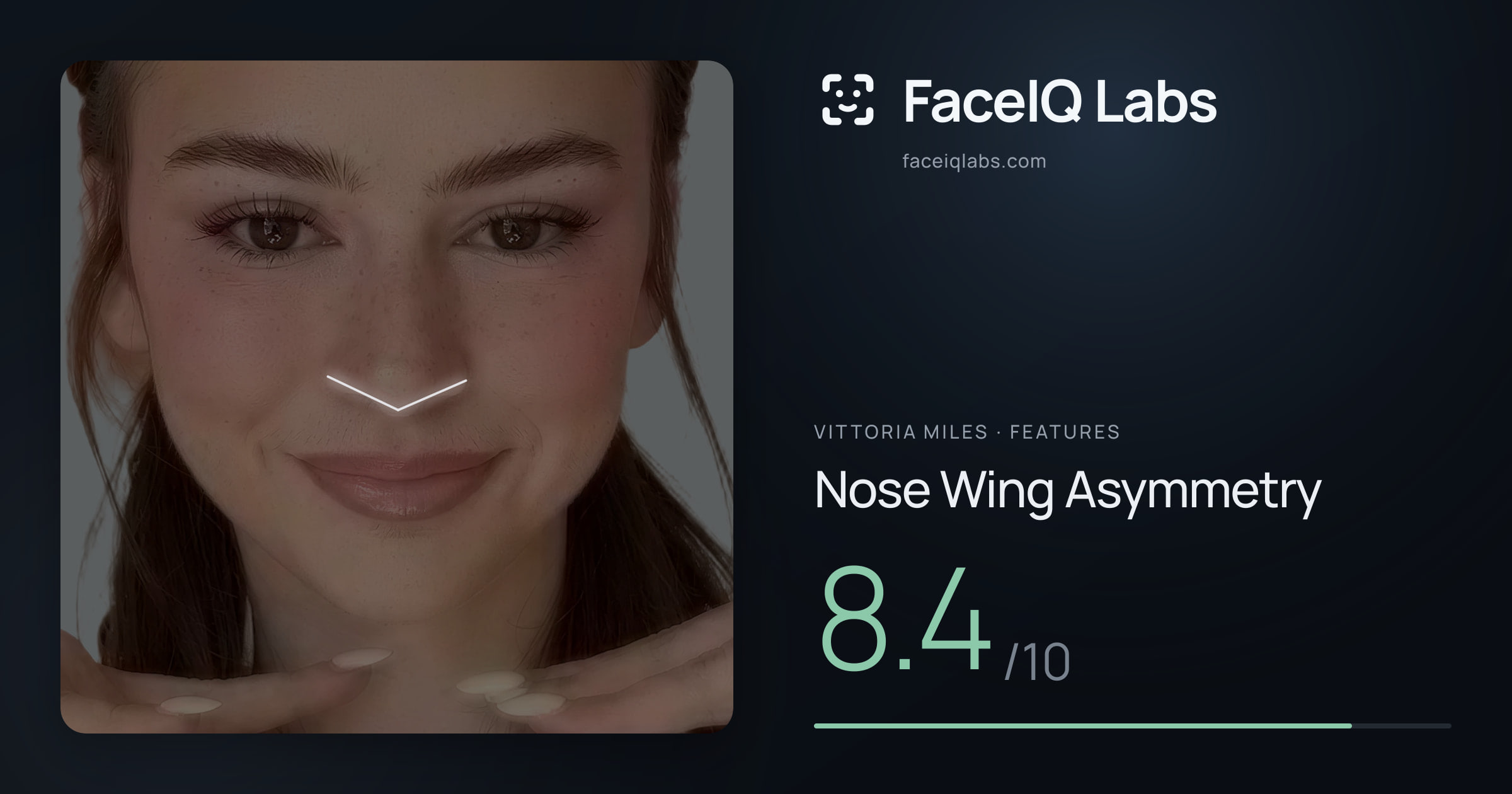 Vittoria Miles Nose Wing Asymmetry: 8.4/10, drawn on the photo
