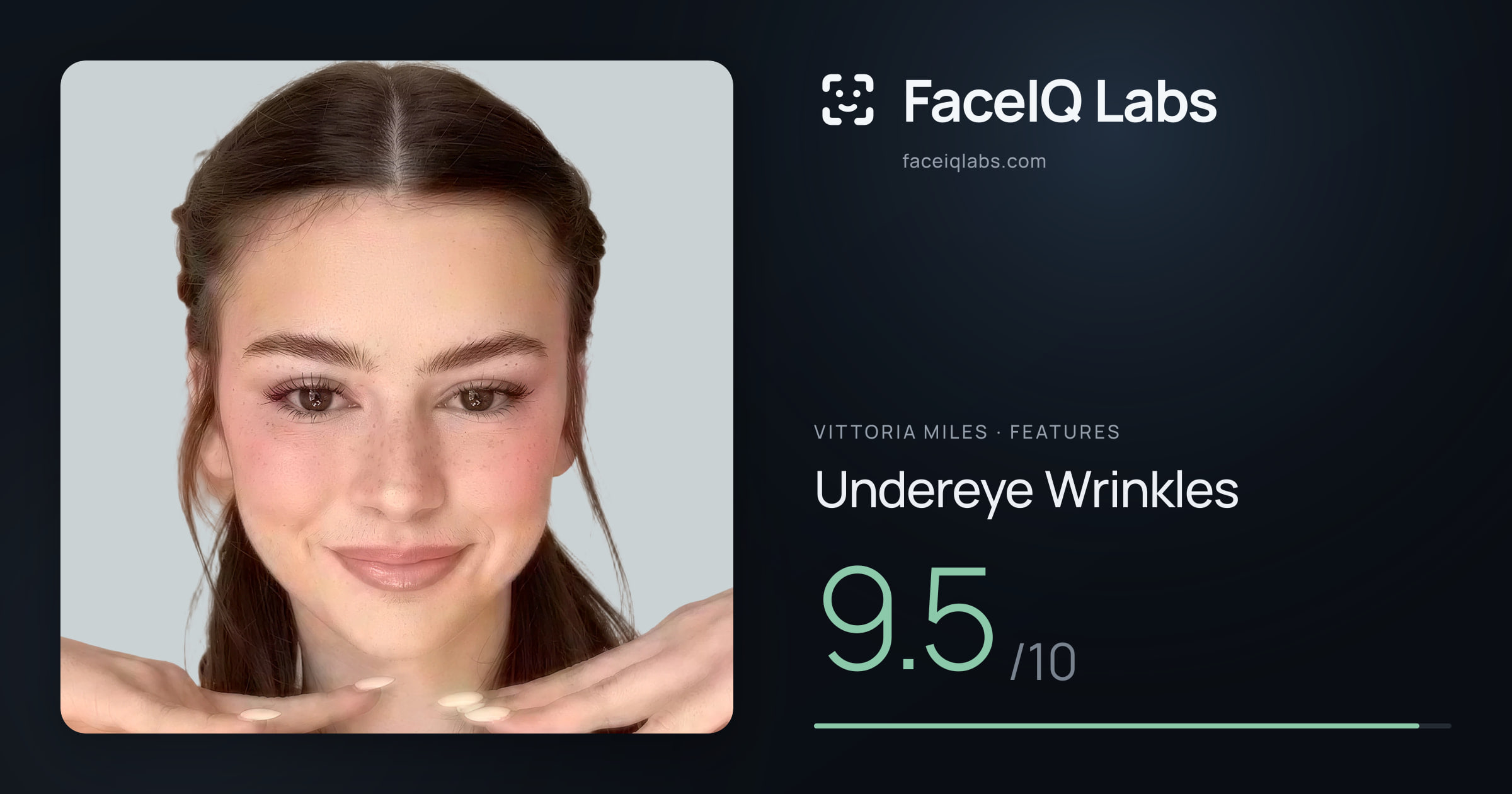 Vittoria Miles Undereye Wrinkles: 9.5/10, drawn on the photo