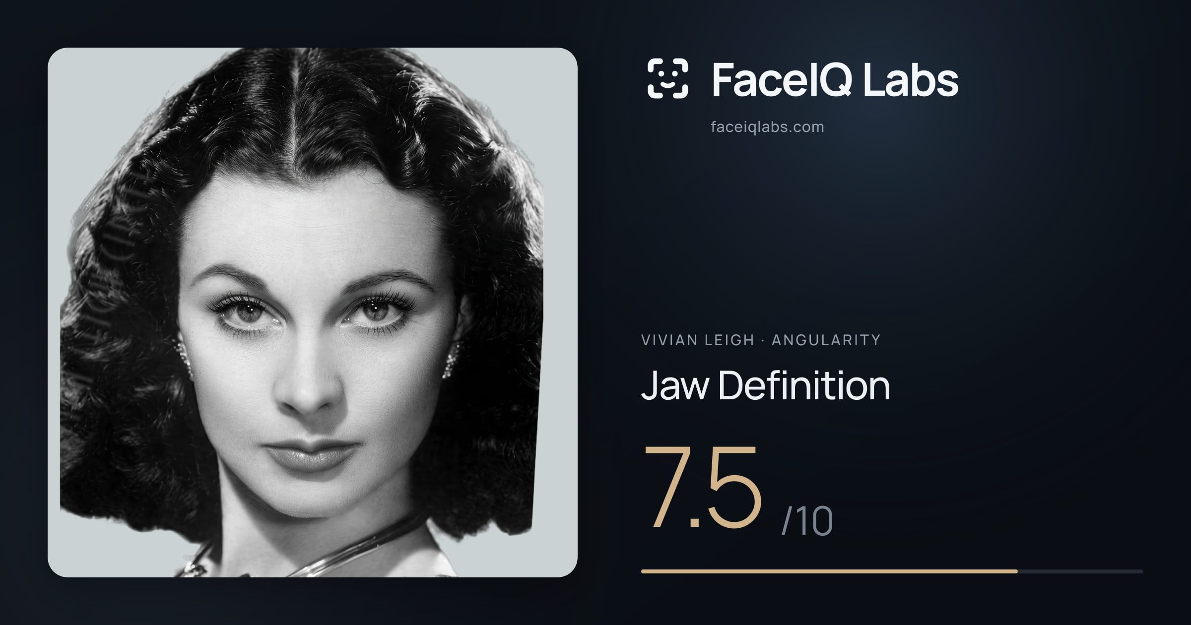 Vivian Leigh Jaw Definition: 7.5/10, drawn on the photo
