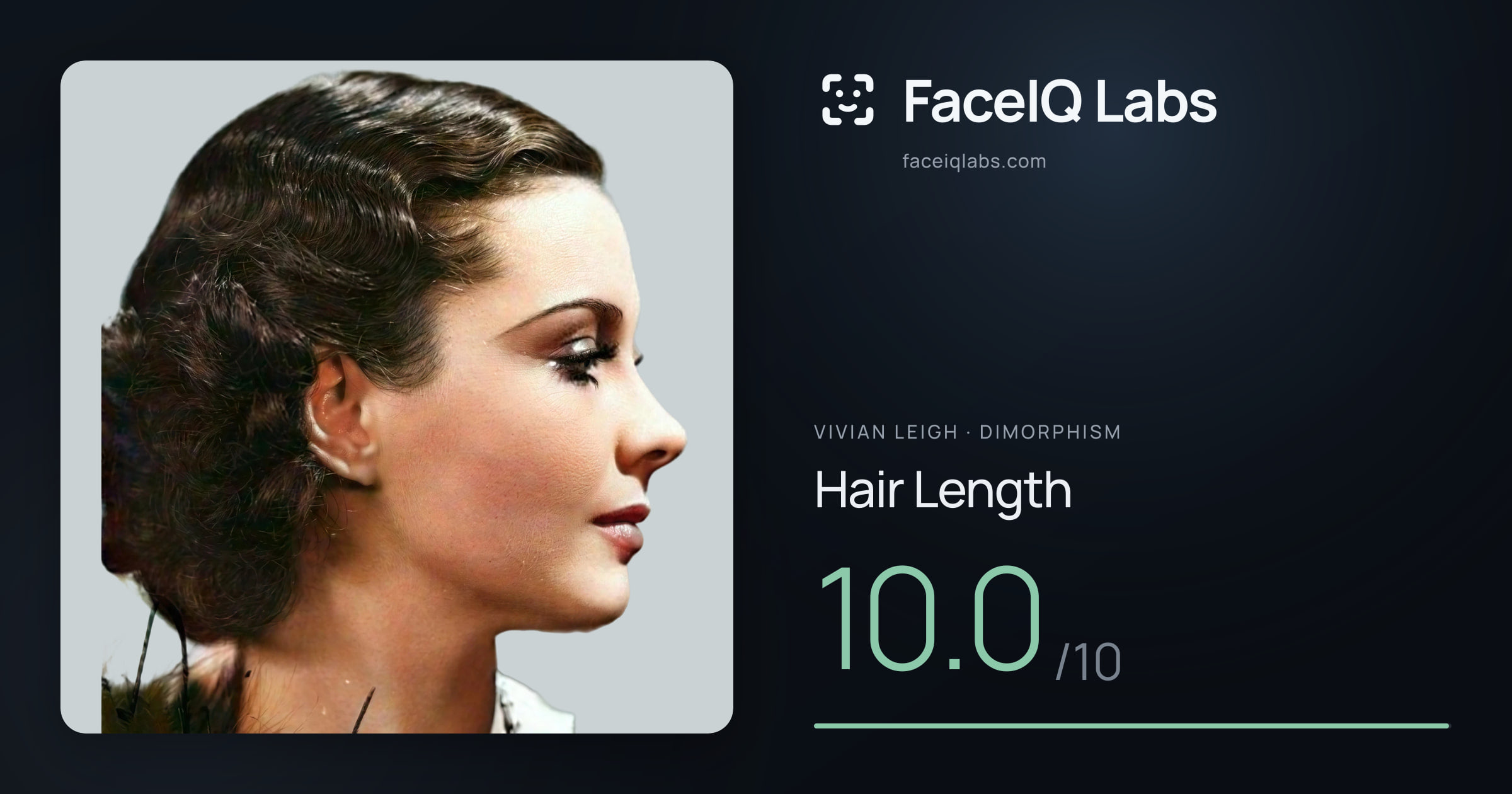 Vivian Leigh Hair Length: 10.0/10, drawn on the photo