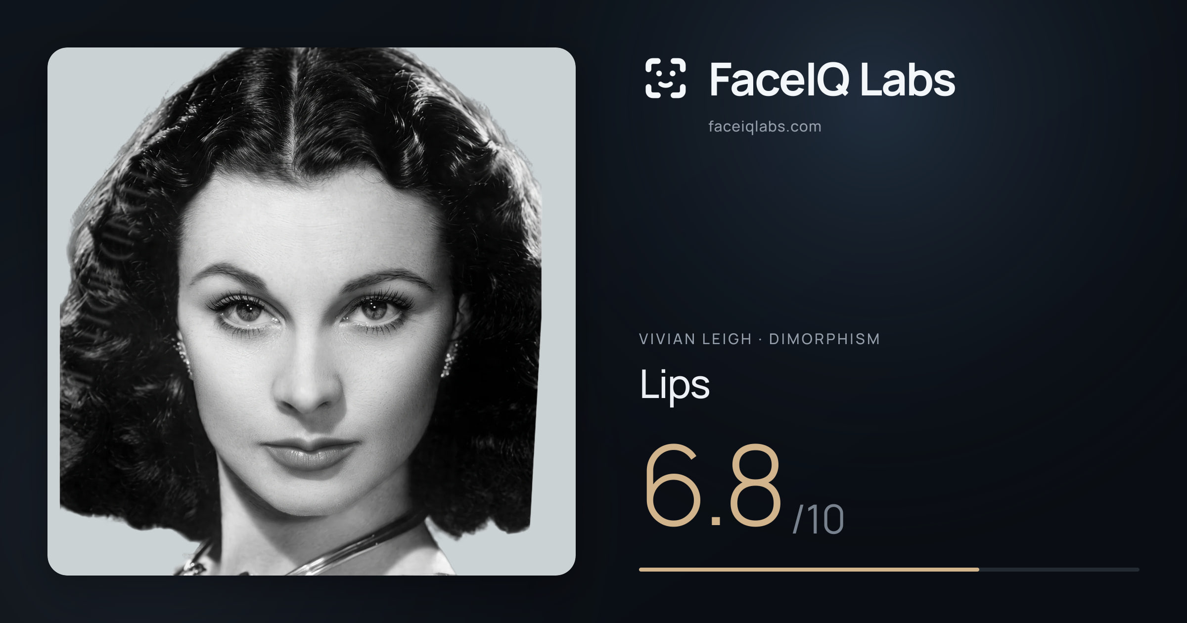 Vivian Leigh Lips: 6.8/10, drawn on the photo