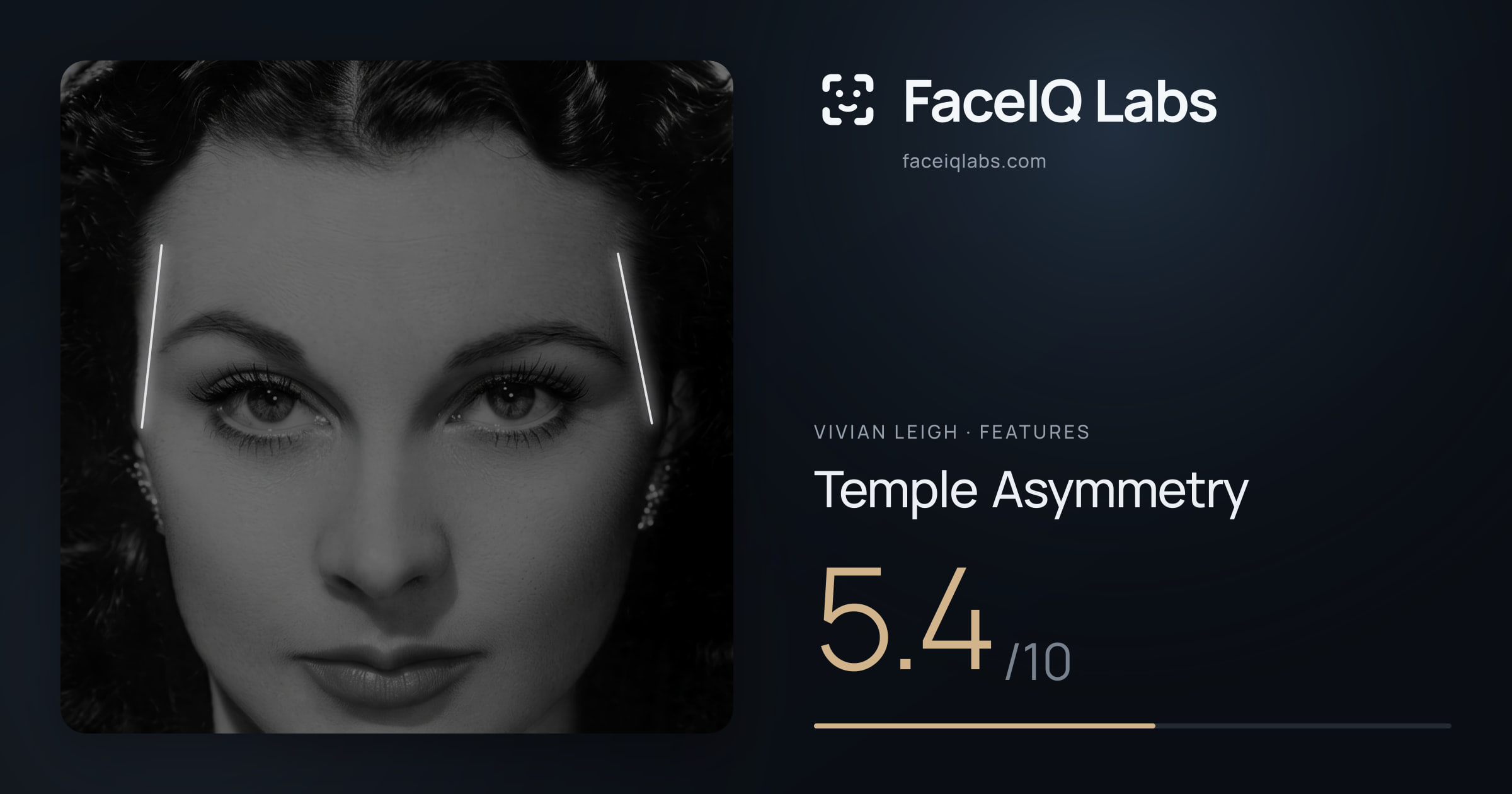 Vivian Leigh Temple Asymmetry: 5.4/10, drawn on the photo
