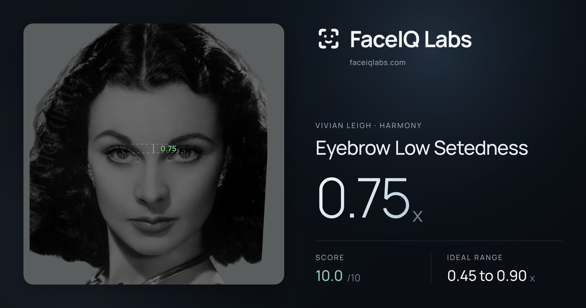 Vivian Leigh Eyebrow Low Setedness: 0.75x, drawn on the photo