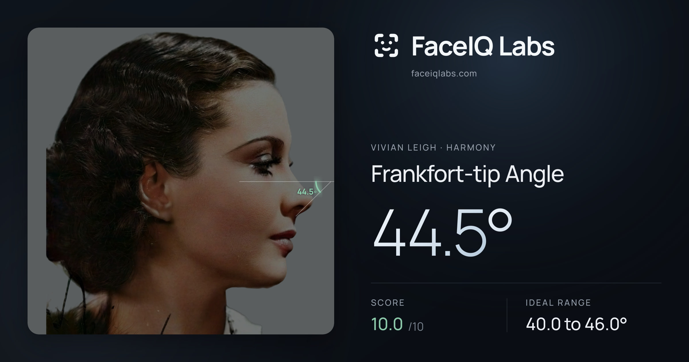 Vivian Leigh Frankfort-tip Angle: 44.5°, drawn on the photo