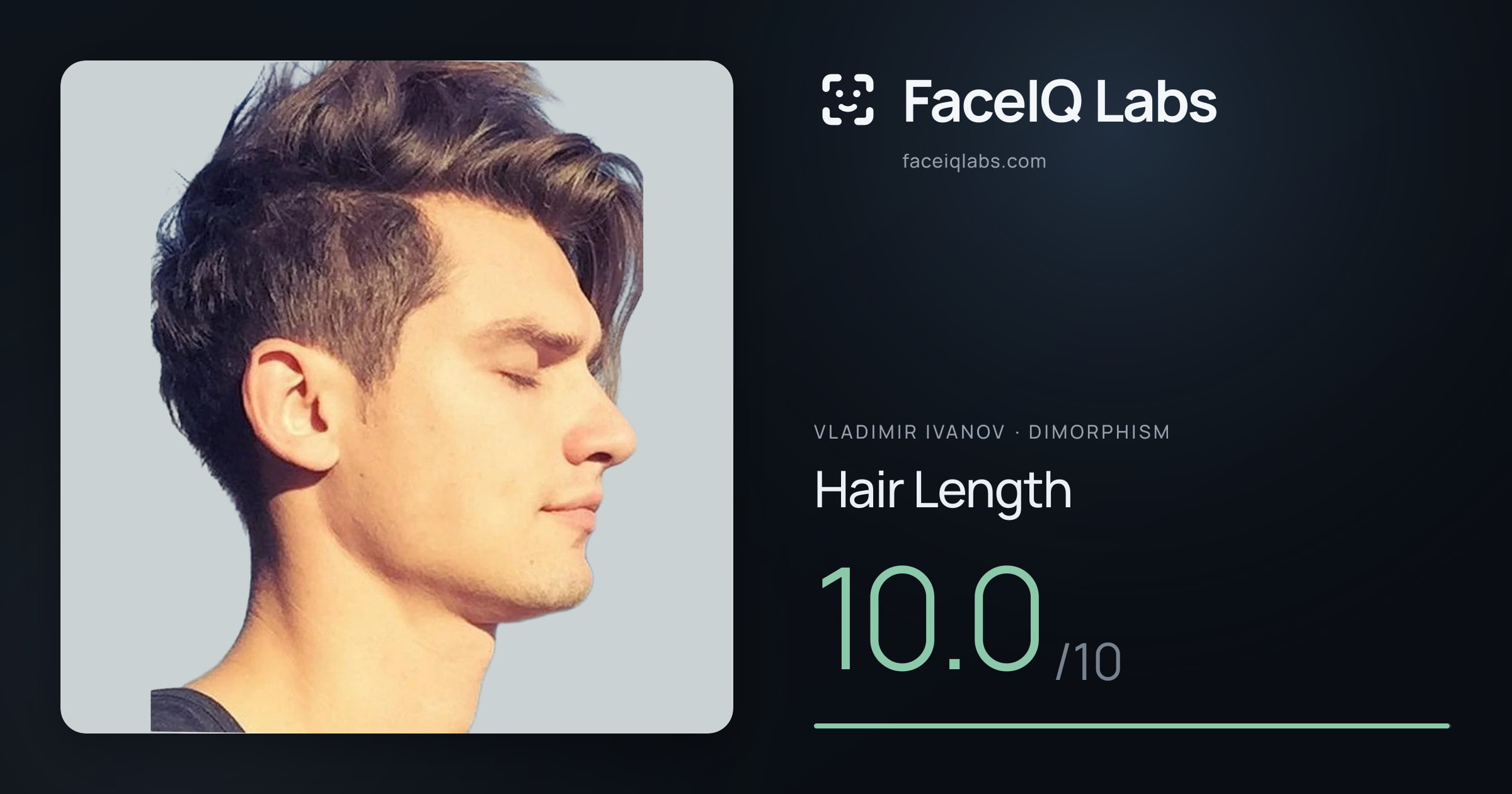 Vladimir Ivanov Hair Length: 10.0/10, drawn on the photo