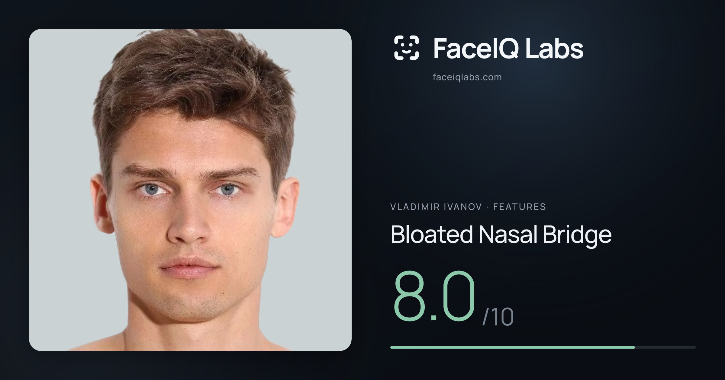 Vladimir Ivanov Bloated Nasal Bridge: 8.0/10, drawn on the photo
