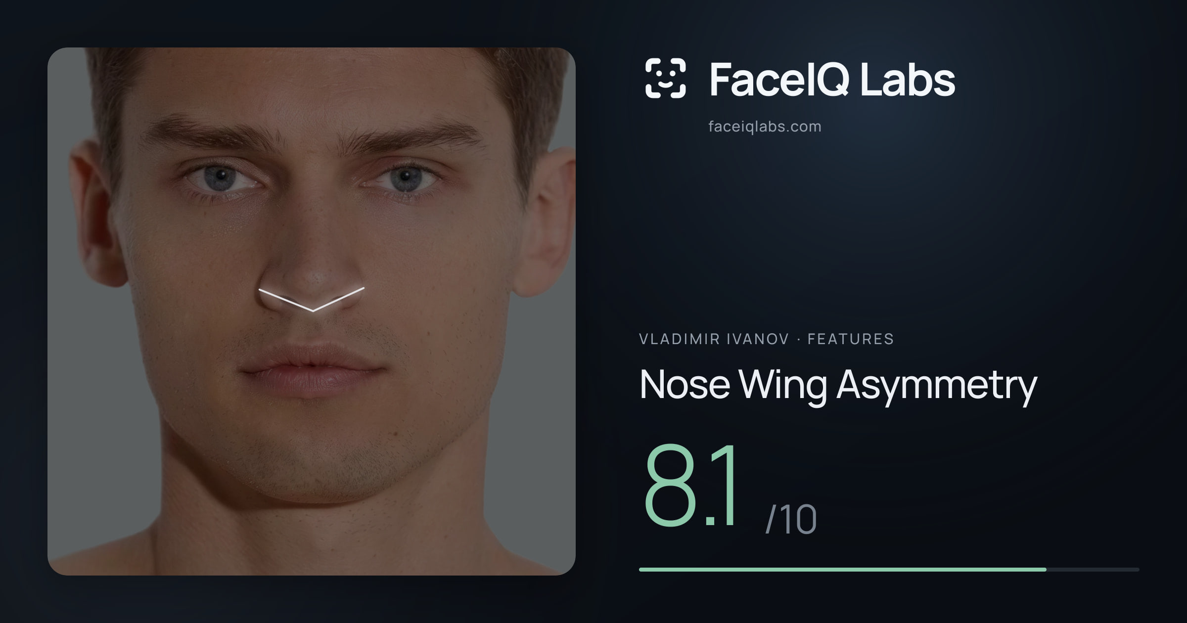 Vladimir Ivanov Nose Wing Asymmetry: 8.1/10, drawn on the photo