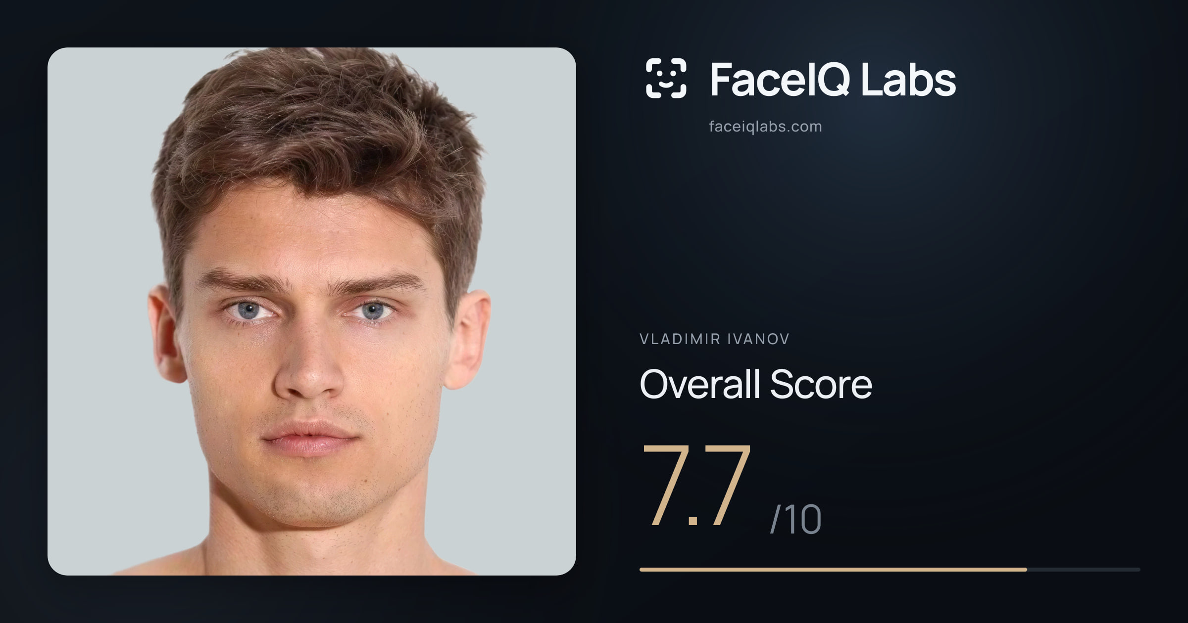 Vladimir Ivanov face rating: 7.7/10, with each section's score