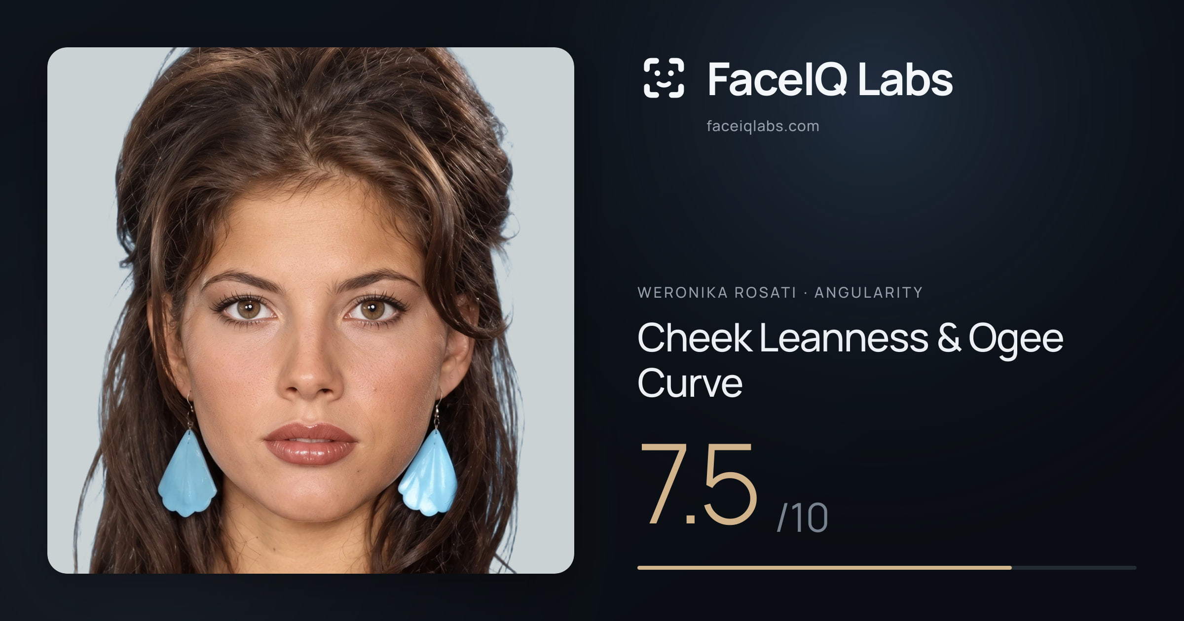 Weronika Rosati Cheek Leanness & Ogee Curve: 7.5/10, drawn on the photo