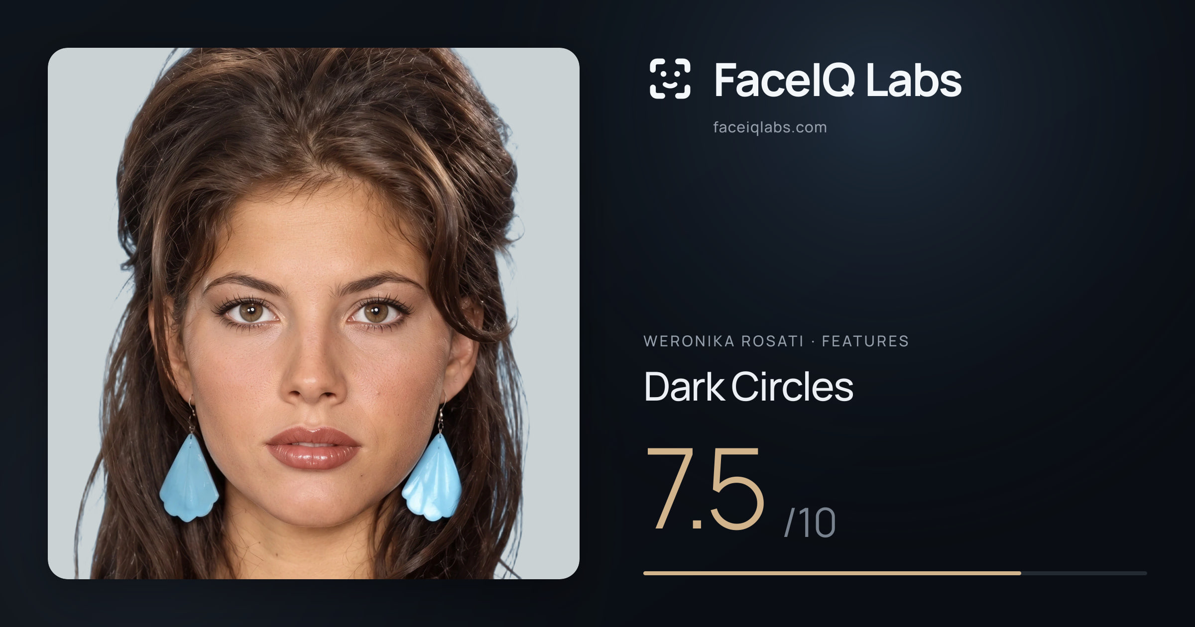 Weronika Rosati Dark Circles: 7.5/10, drawn on the photo