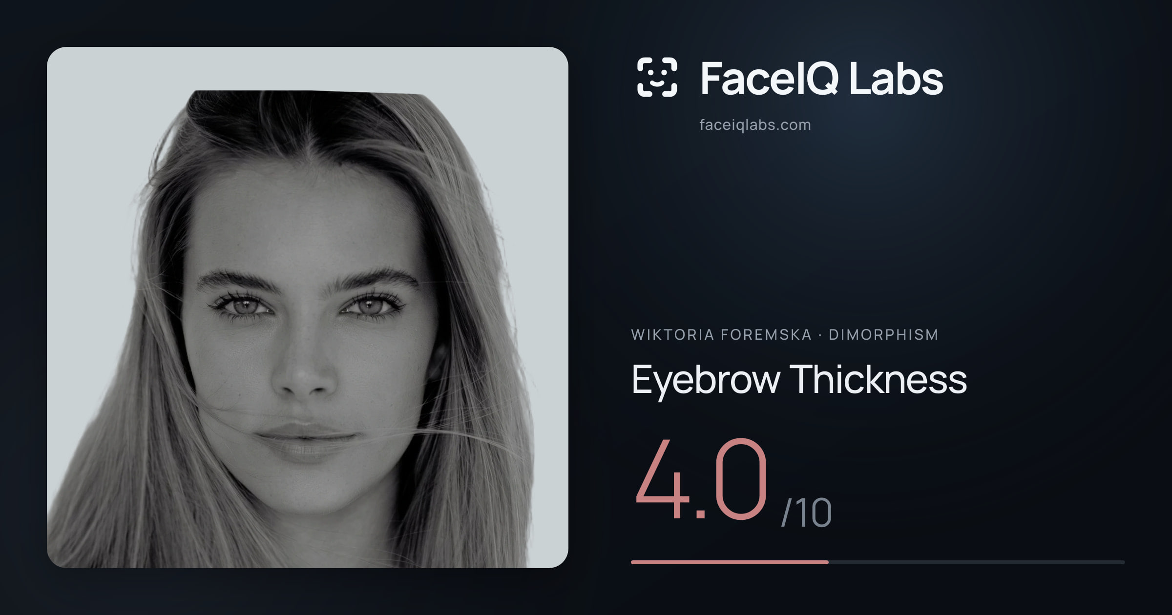 Wiktoria Foremska Eyebrow Thickness: 4.0/10, drawn on the photo