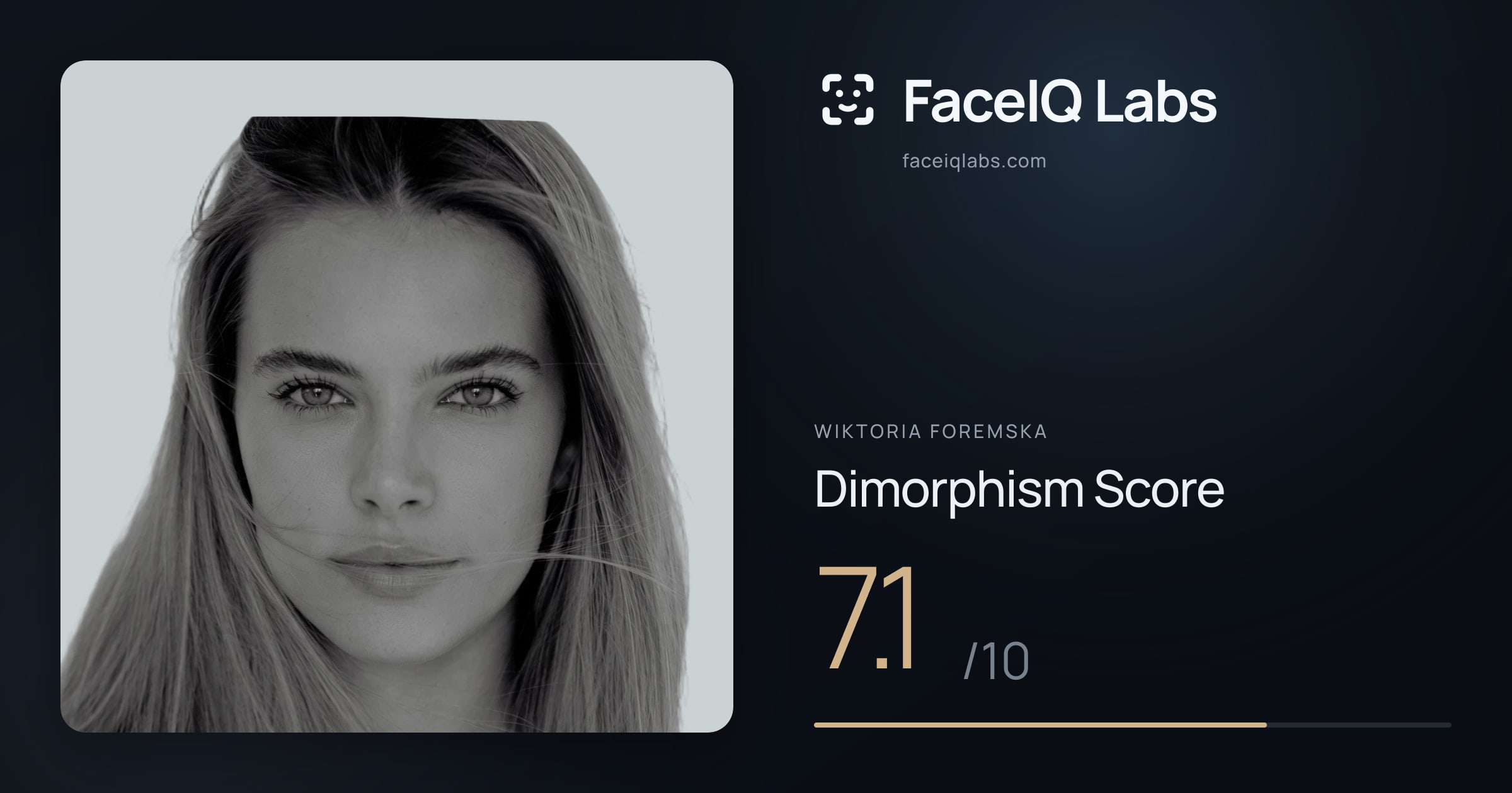 Wiktoria Foremska Dimorphism: 7.1/10, with each assessment drawn on the photo