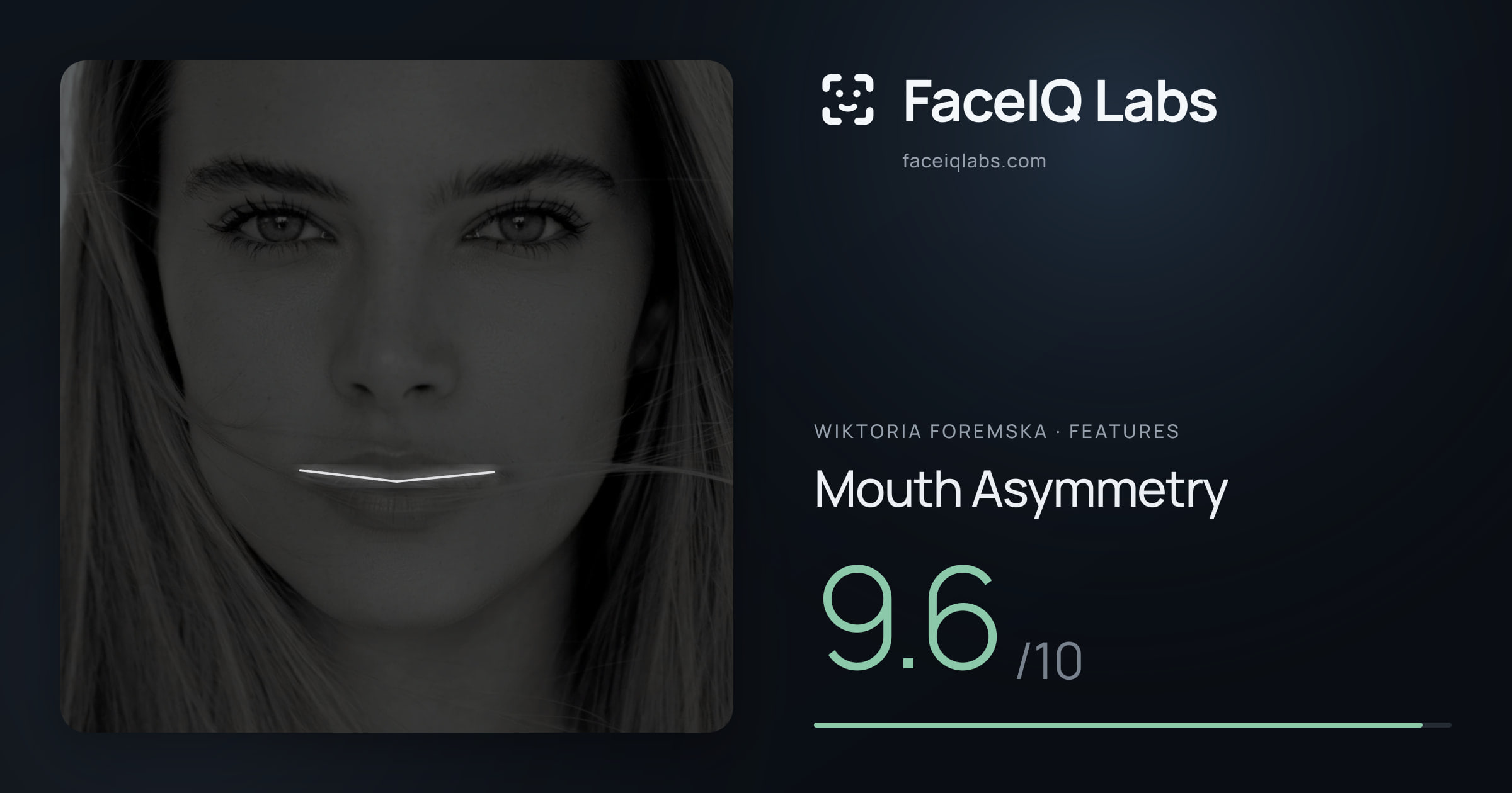 Wiktoria Foremska Mouth Asymmetry: 9.6/10, drawn on the photo
