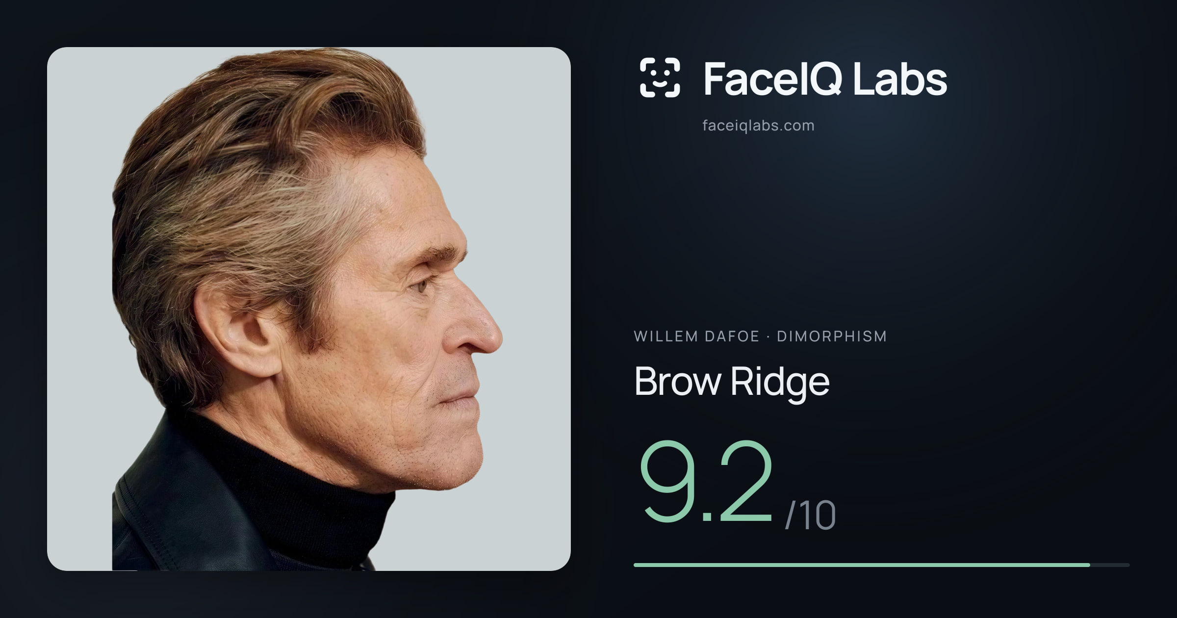 Willem Dafoe Brow Ridge: 9.2/10, drawn on the photo