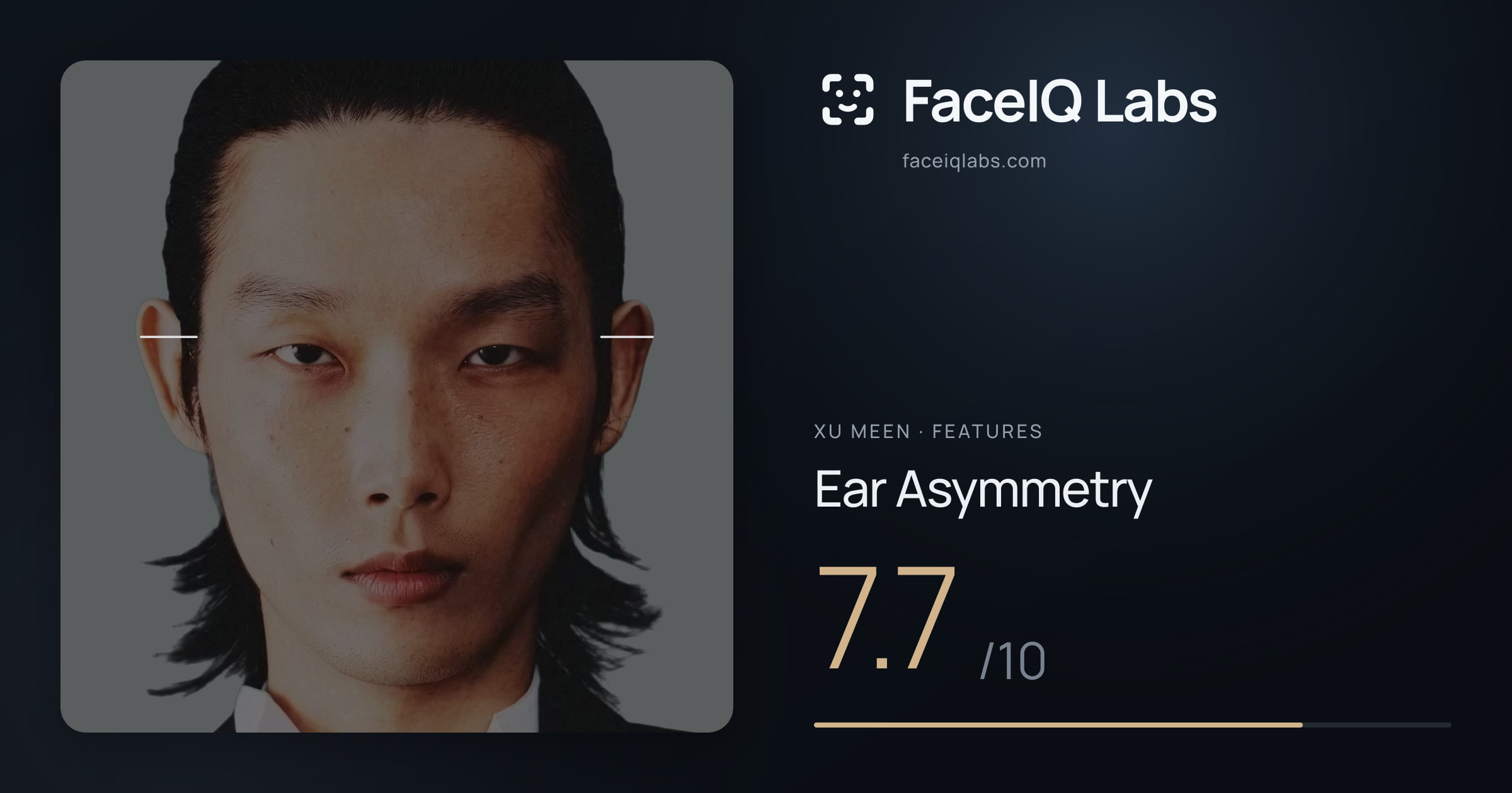 Xu Meen Ear Asymmetry: 7.7/10, drawn on the photo