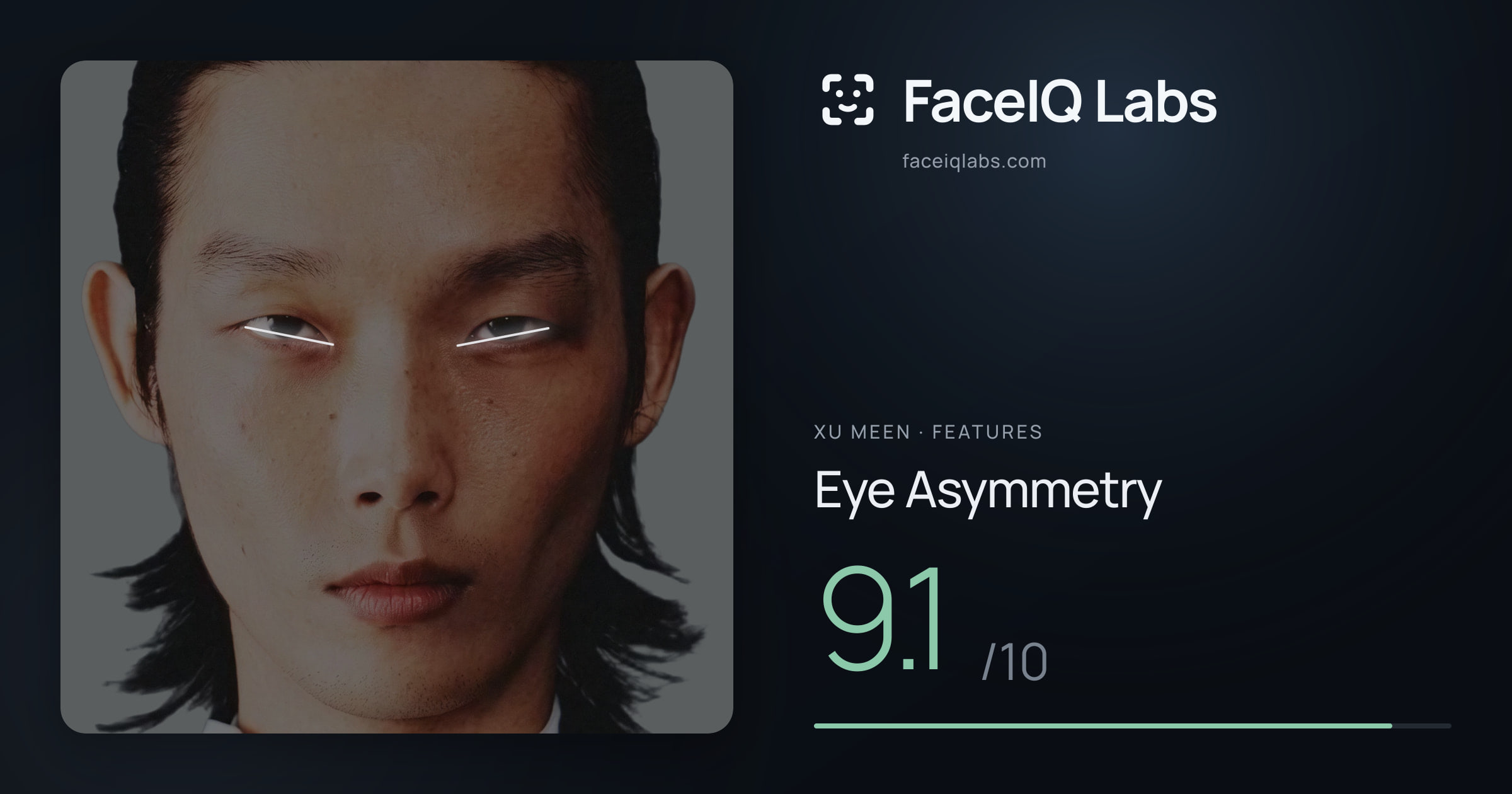 Xu Meen Eye Asymmetry: 9.1/10, drawn on the photo