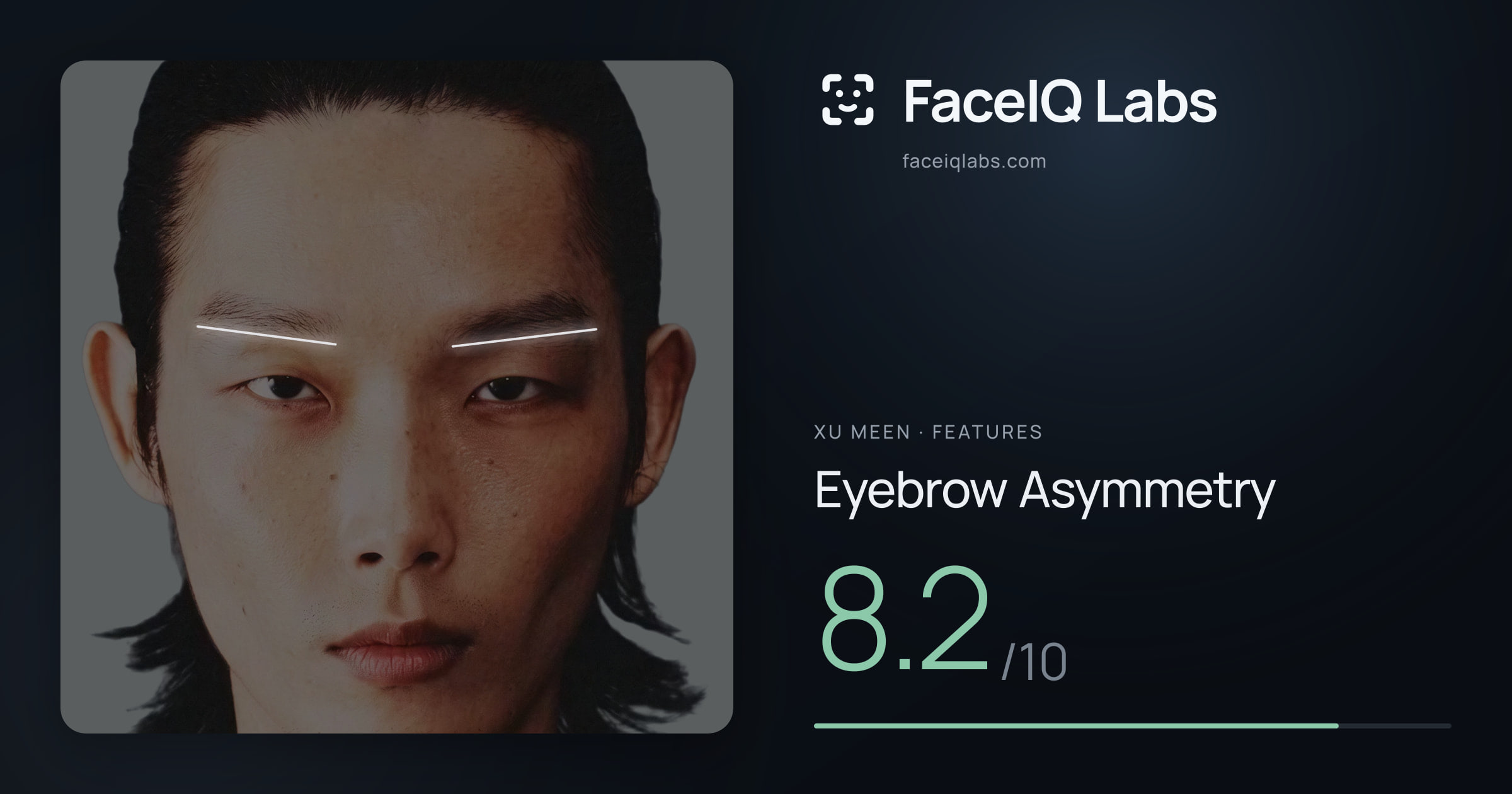 Xu Meen Eyebrow Asymmetry: 8.2/10, drawn on the photo