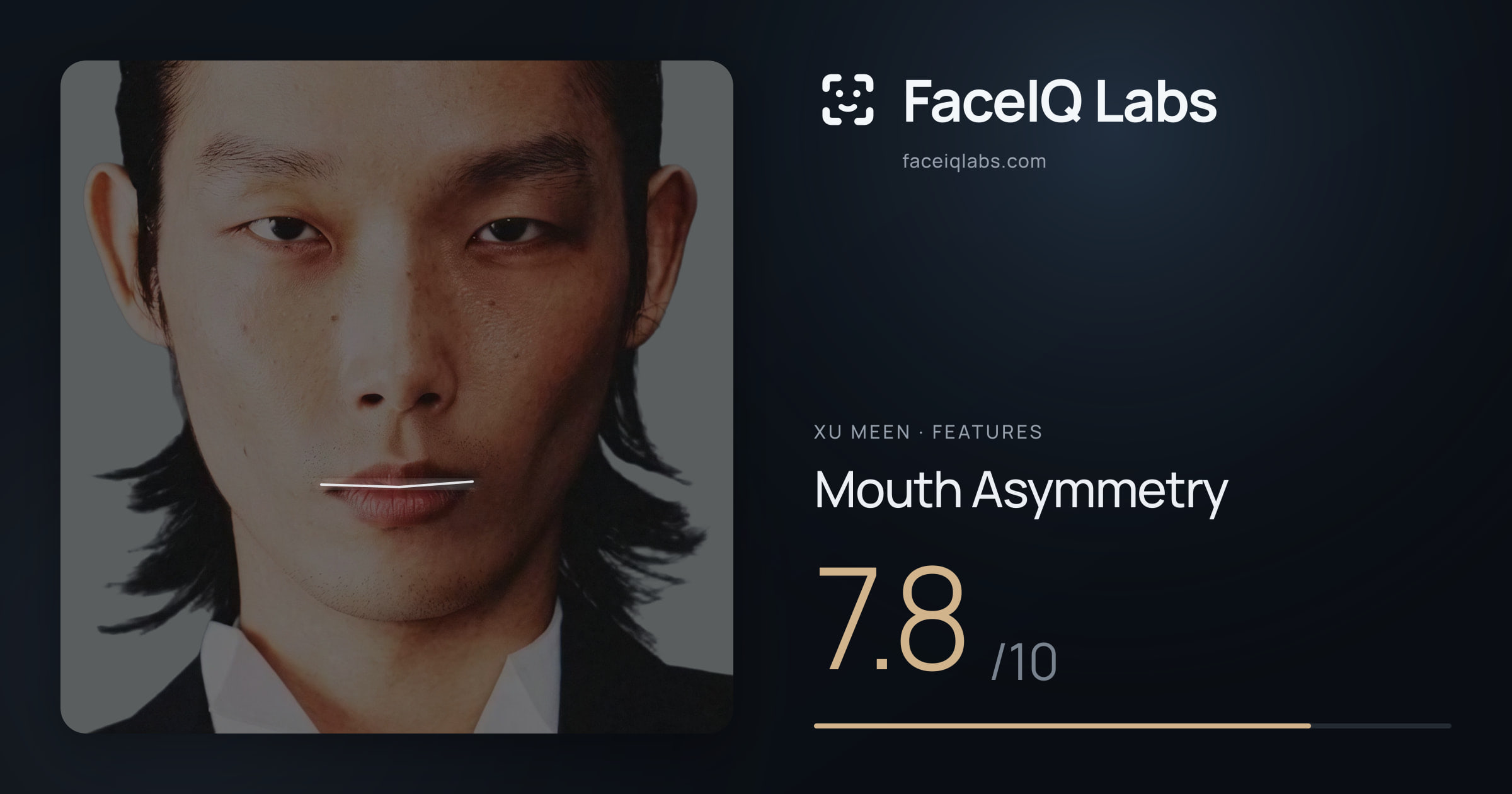 Xu Meen Mouth Asymmetry: 7.8/10, drawn on the photo