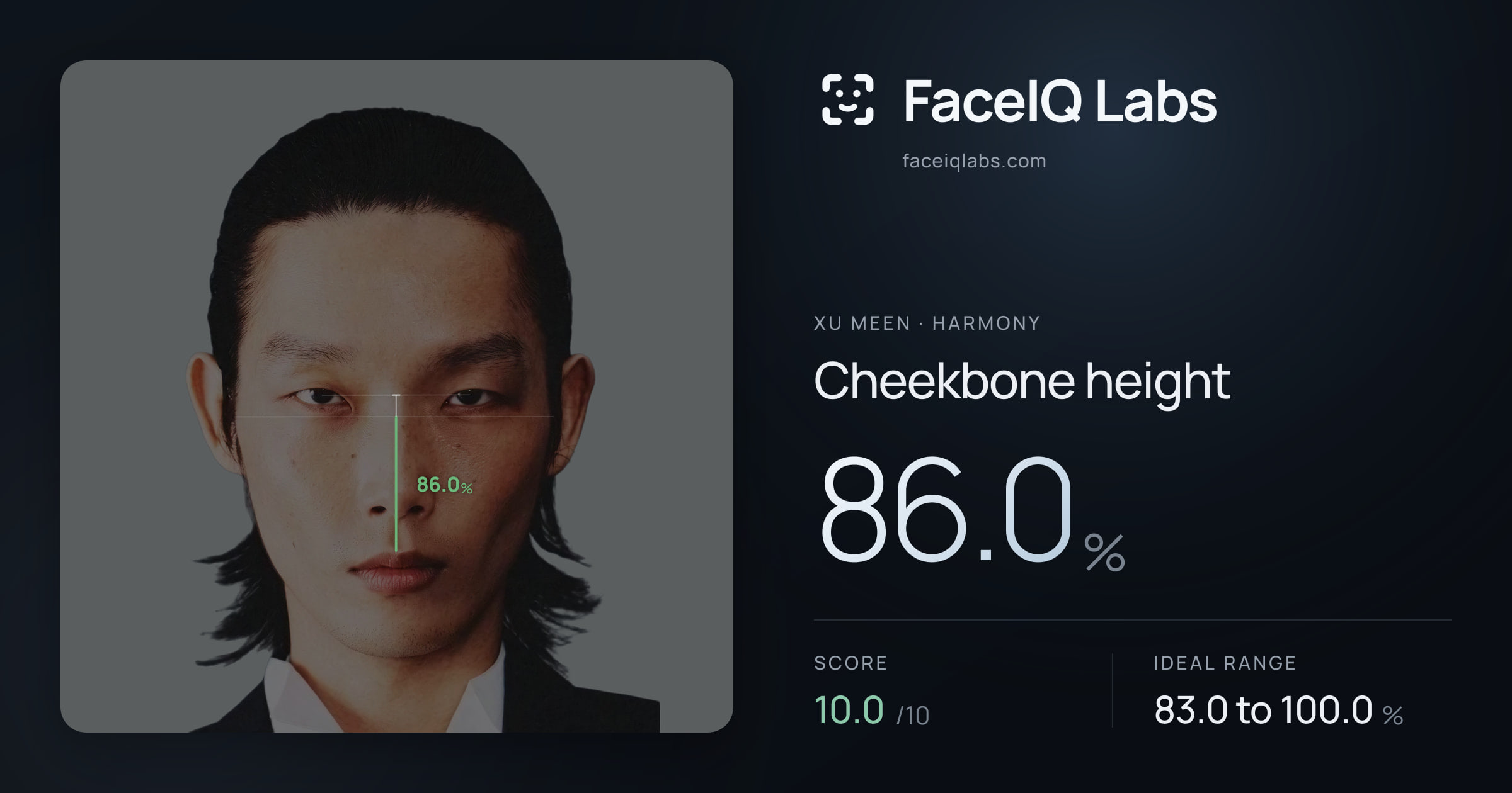 Xu Meen Cheekbone height: 86.0%, drawn on the photo