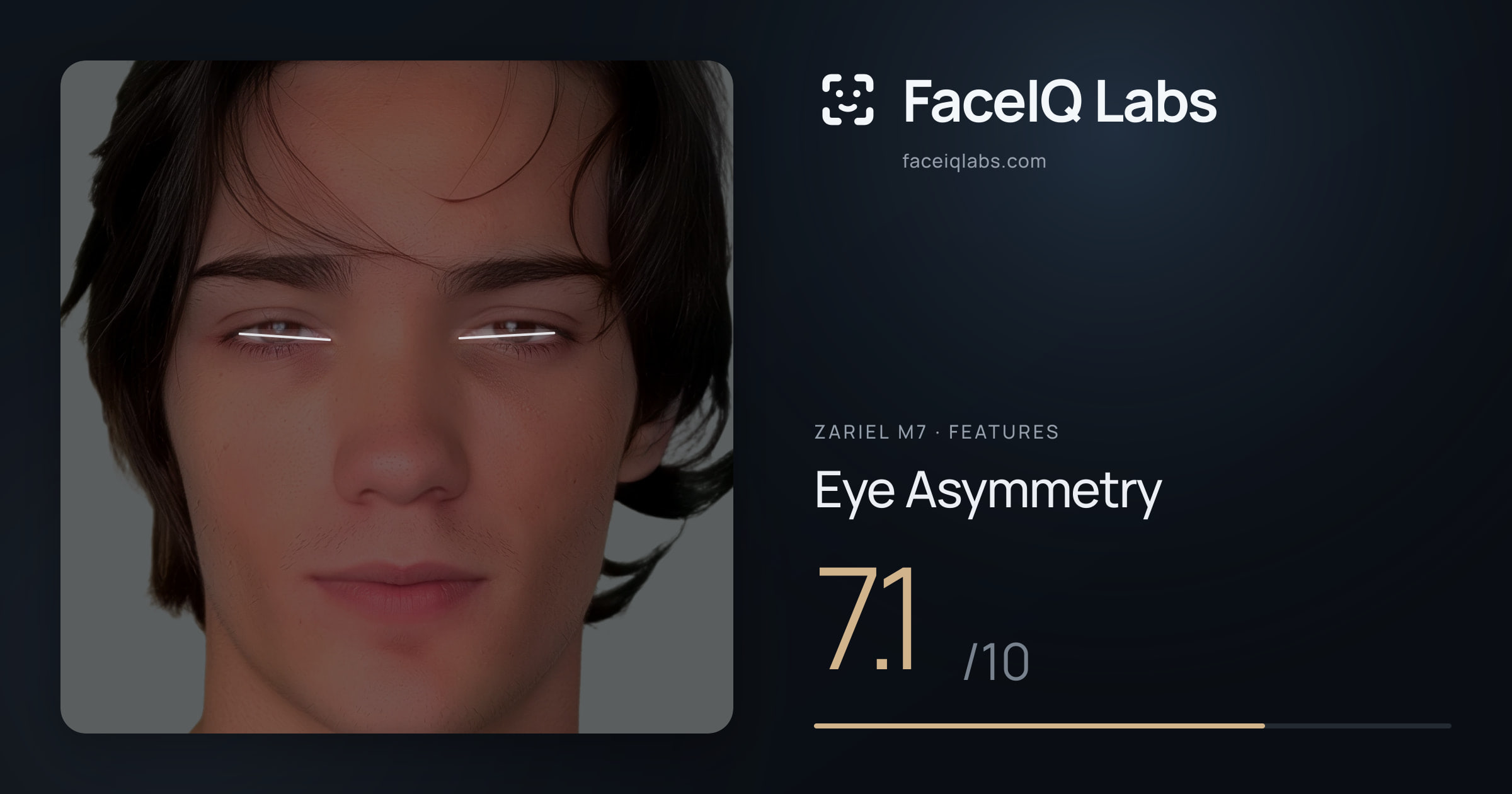 Zariel M7 Eye Asymmetry: 7.1/10, drawn on the photo