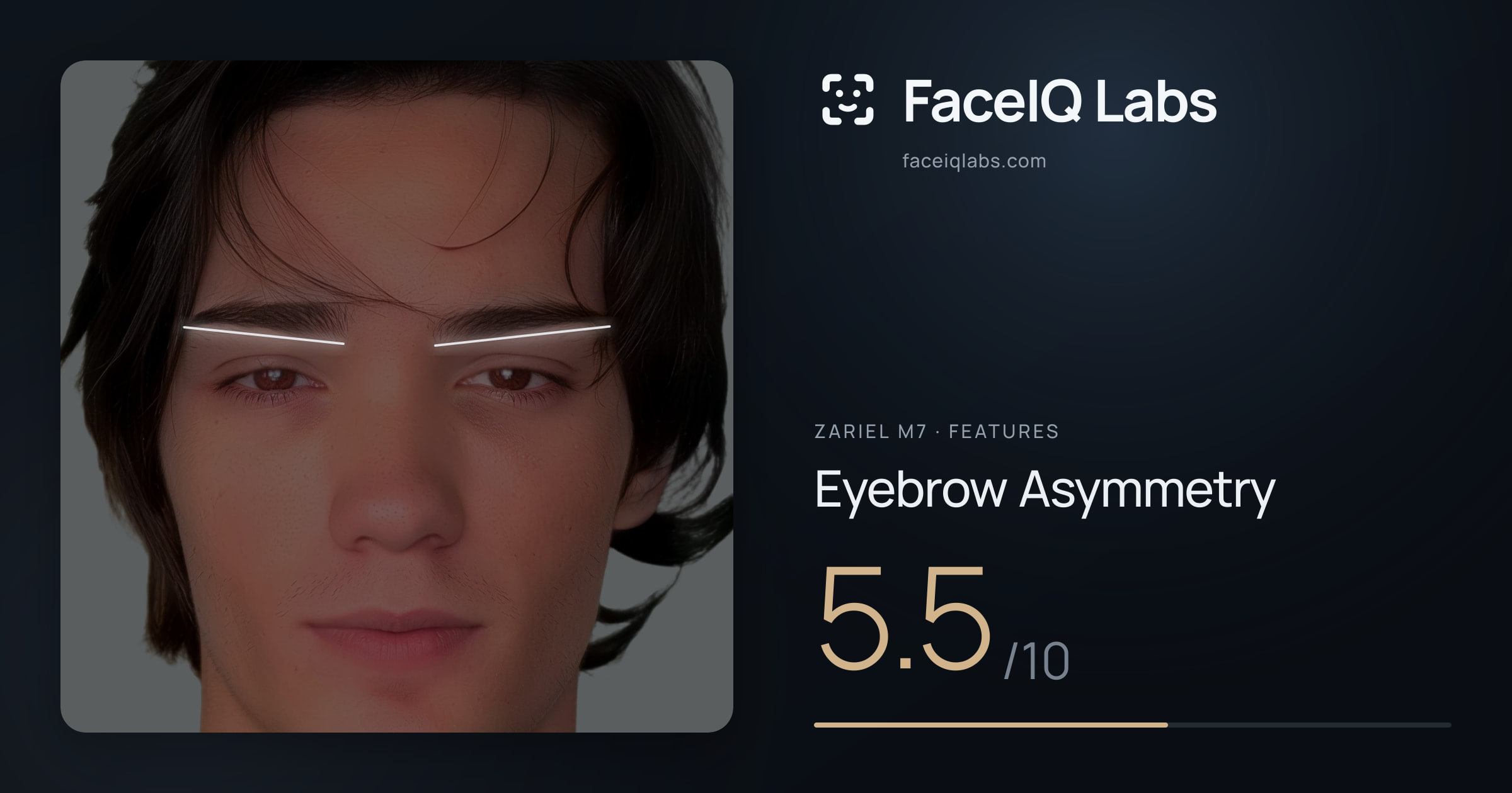 Zariel M7 Eyebrow Asymmetry: 5.5/10, drawn on the photo