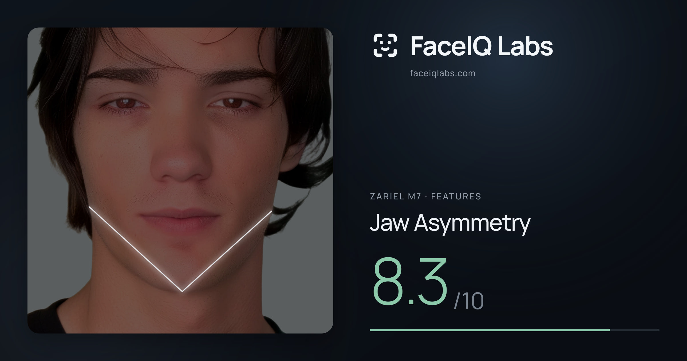 Zariel M7 Jaw Asymmetry: 8.3/10, drawn on the photo