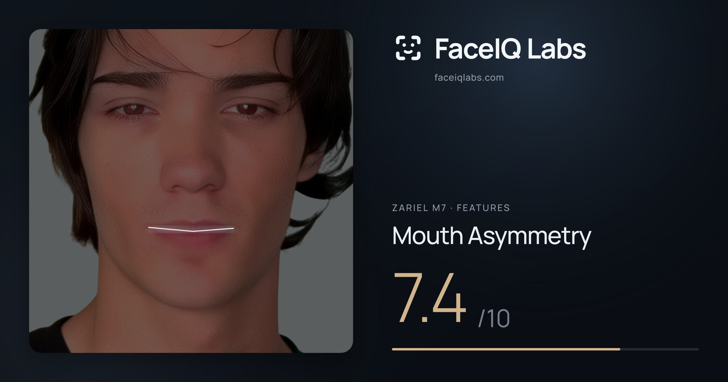 Zariel M7 Mouth Asymmetry: 7.4/10, drawn on the photo
