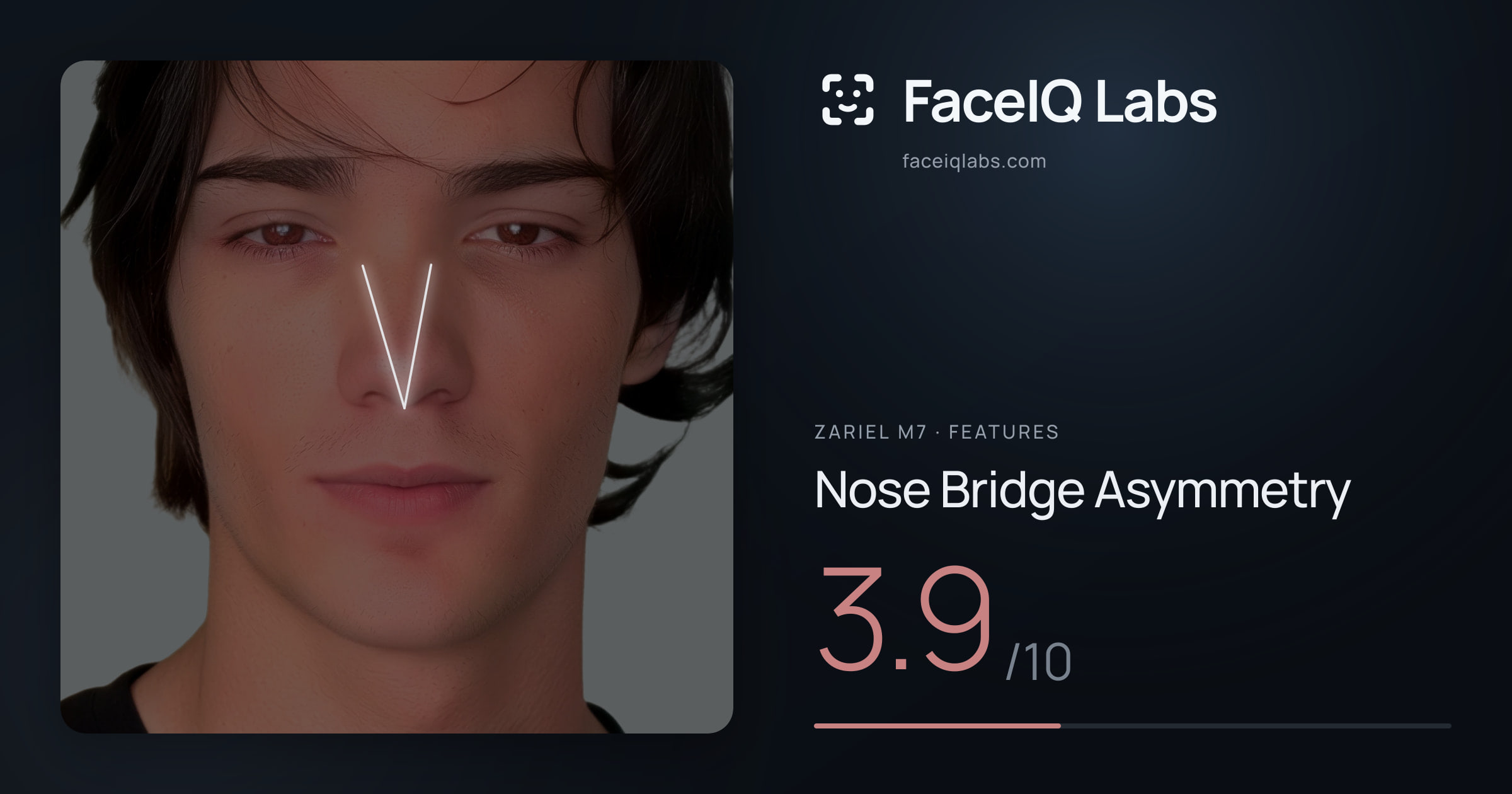 Zariel M7 Nose Bridge Asymmetry: 3.9/10, drawn on the photo