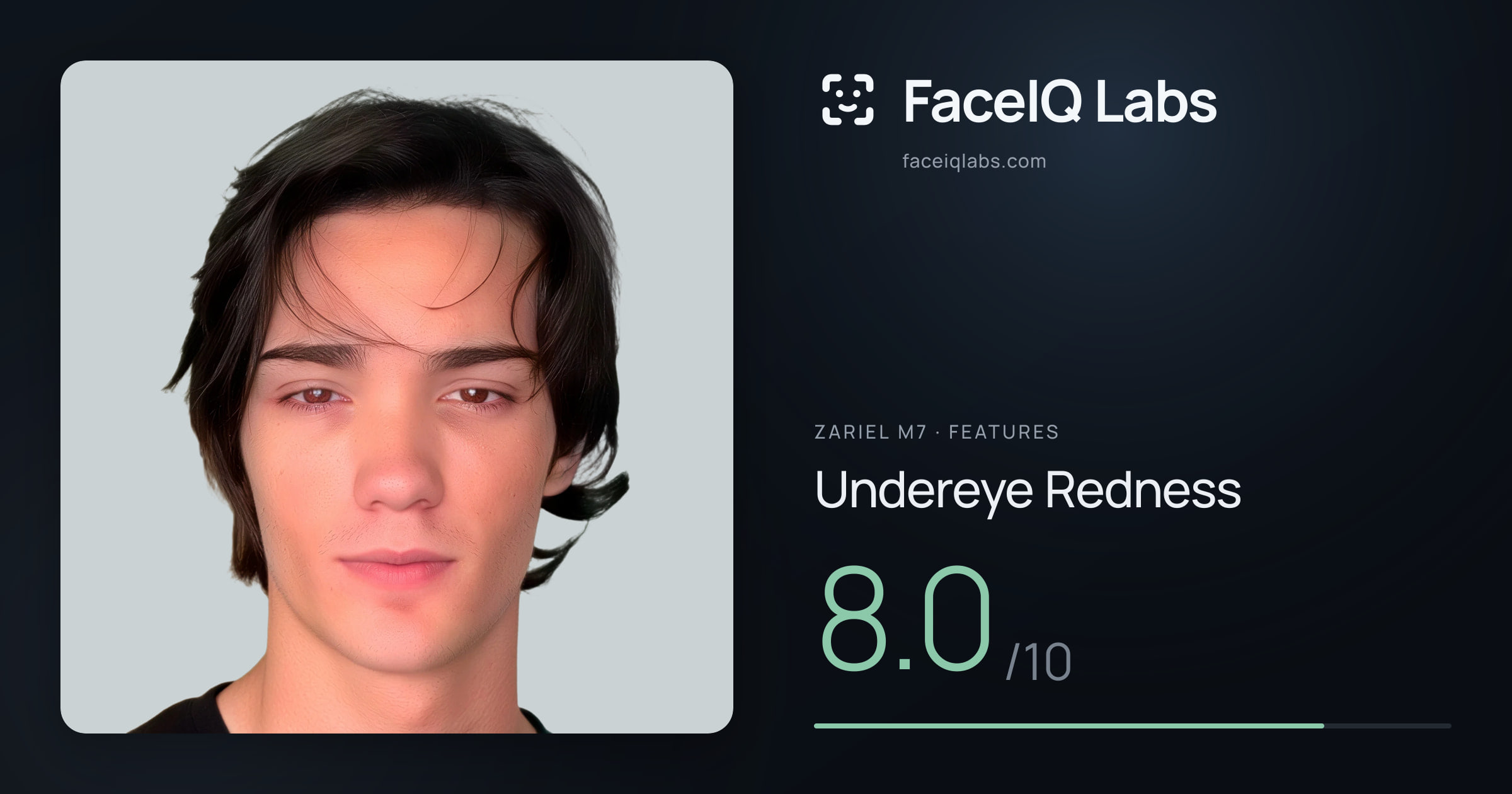 Zariel M7 Undereye Redness: 8.0/10, drawn on the photo